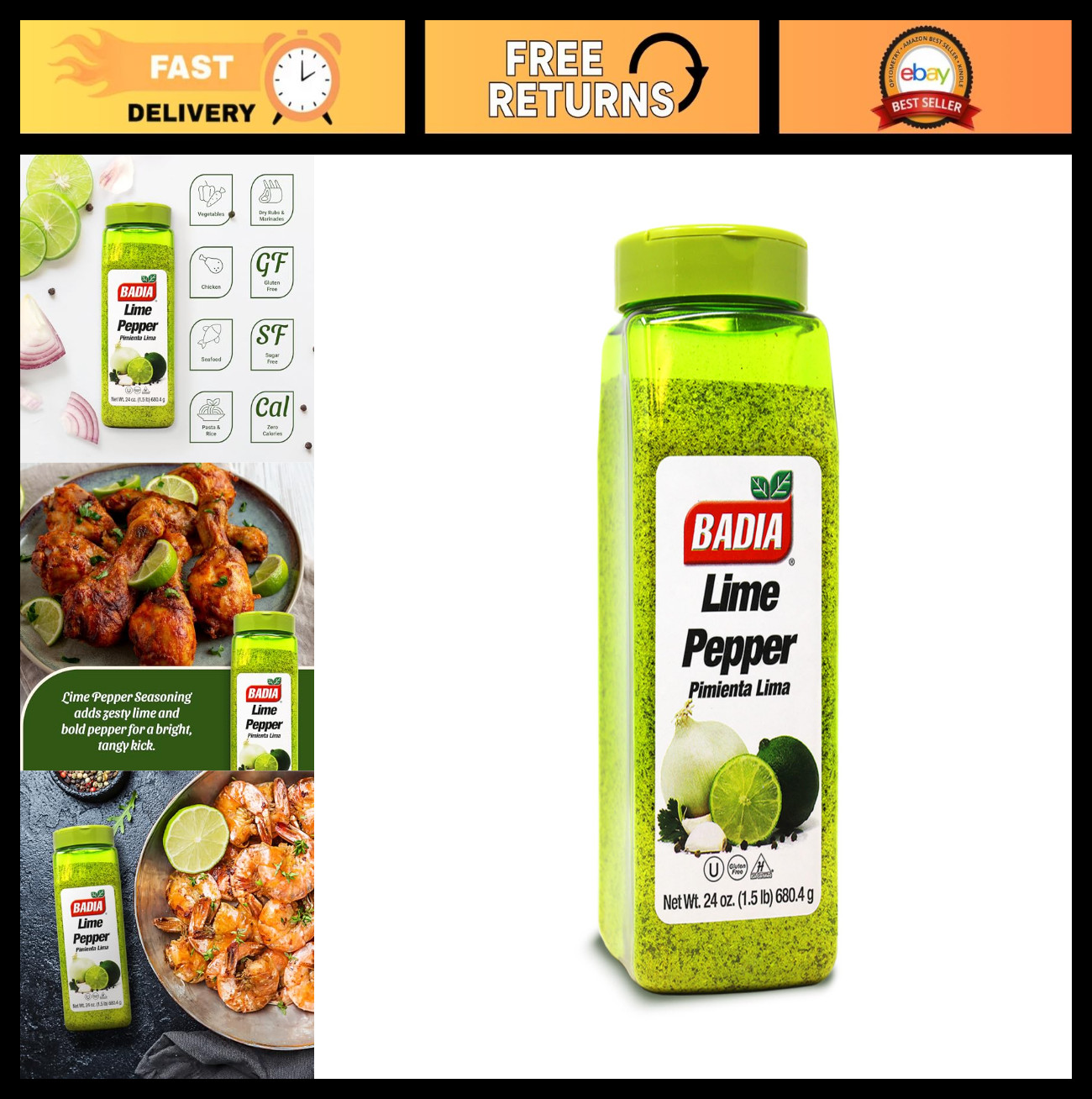 Zesty Lime Pepper Seasoning 24oz – Garlic, Onion & Citrus Blend for Chicken, Sea