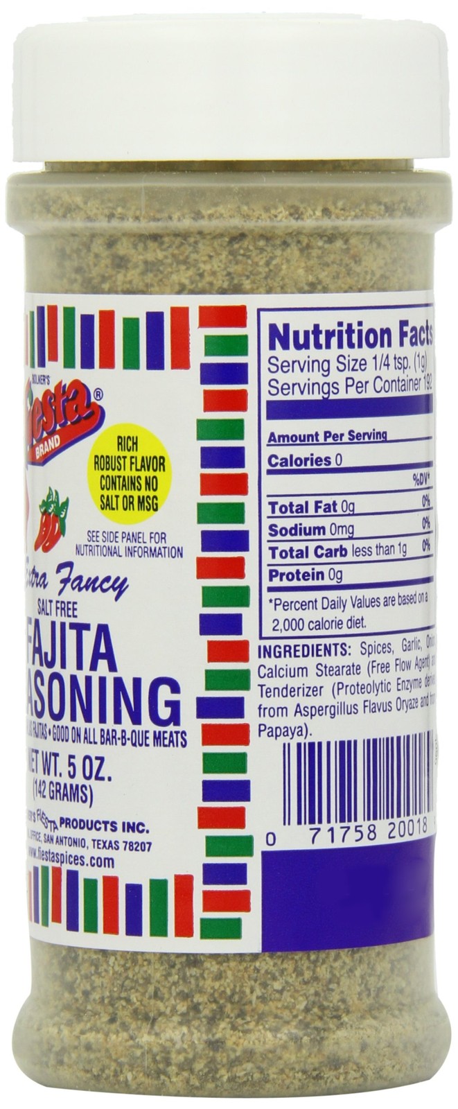 Fiesta Seasoning Fajita Salt Free, 5-Ounce (Pack of 6)