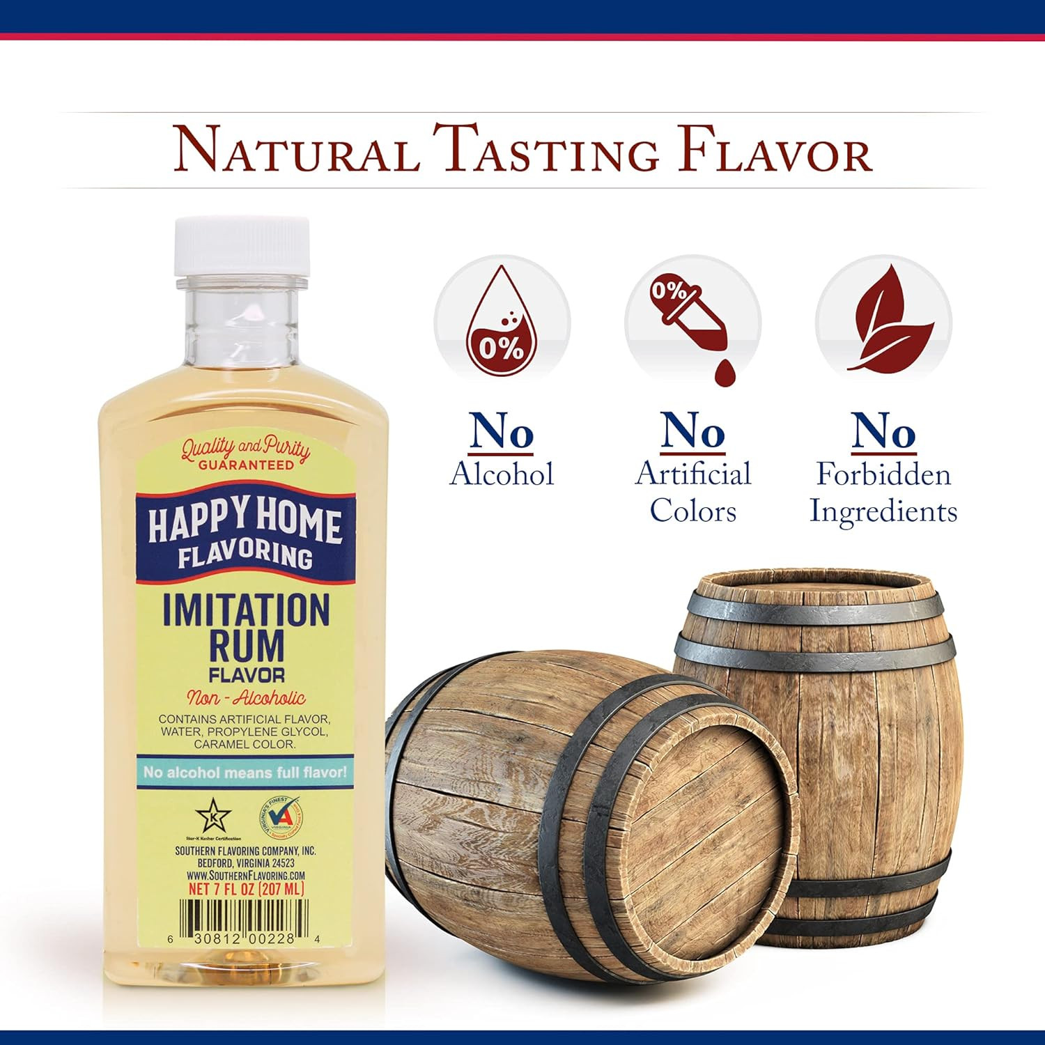 Imitation Rum Flavoring, Non-Alcoholic, Certified Kosher, 7 Oz.