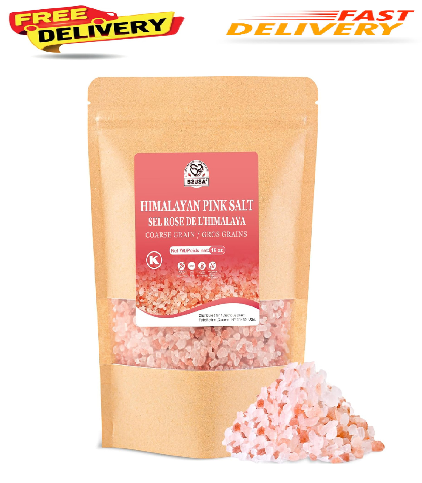 1 lb Himalayan Pink Salt Coarse Grain – Sea Salt for Grinder,Kosher, Gluten-Free