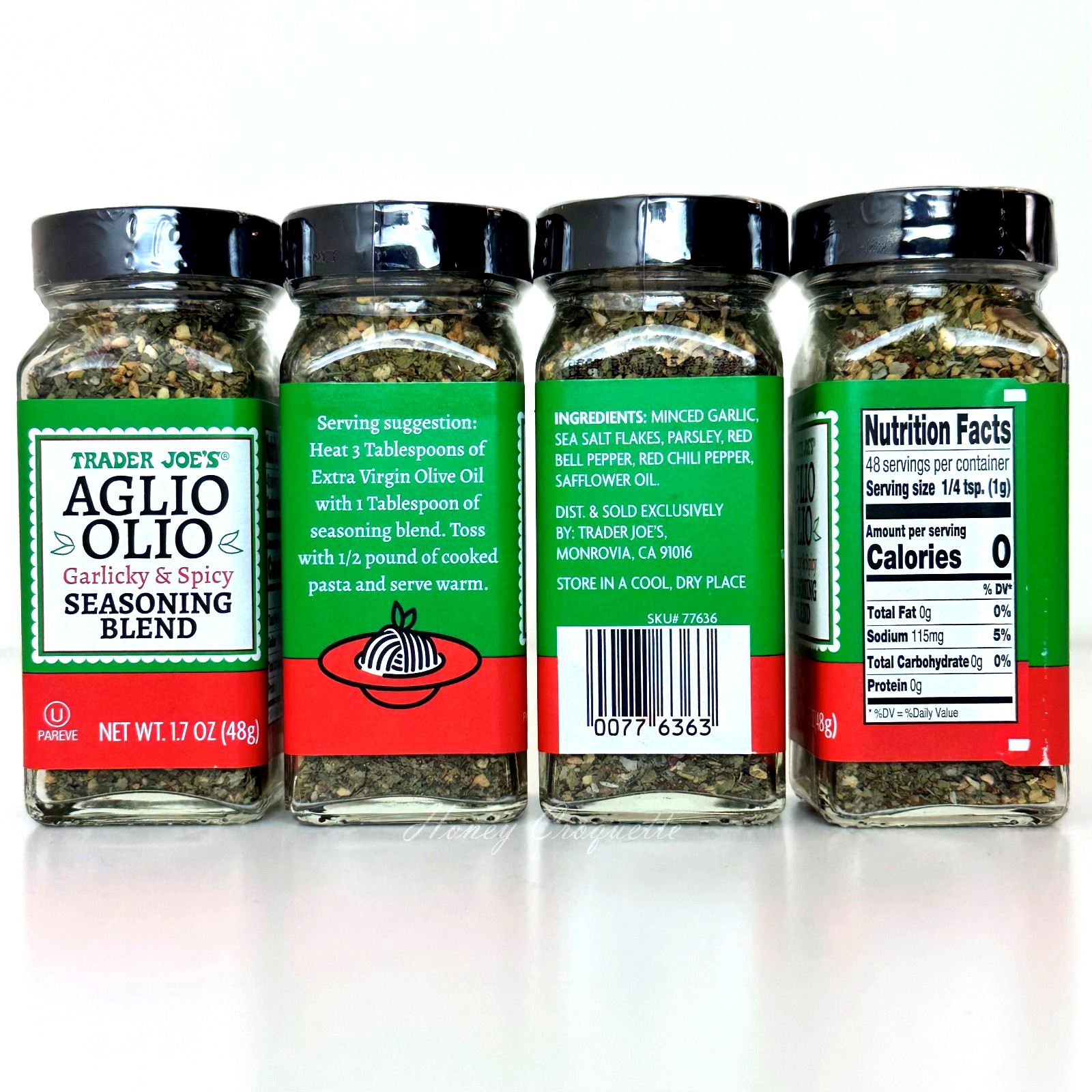4 Pack Trader Joe’s Aglio Olio Garlicky & Spicy Seasoning Blend 1.7 Oz Each