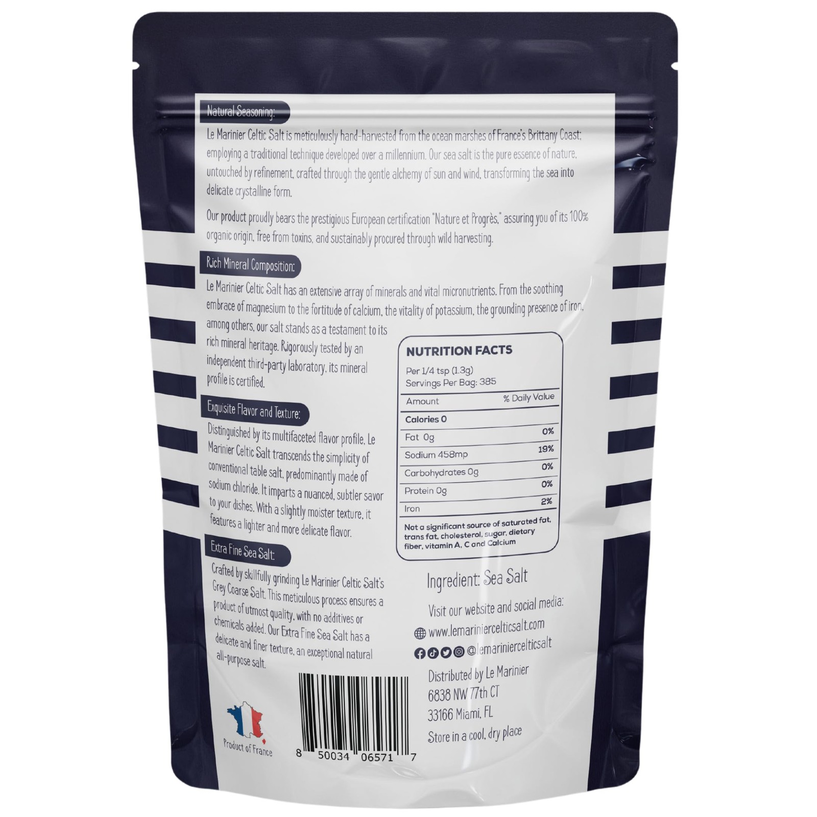 Celtic Salt Organic Extra Fine, 1.1 lb 18oz. Mineral Rich 100% Natural and U…