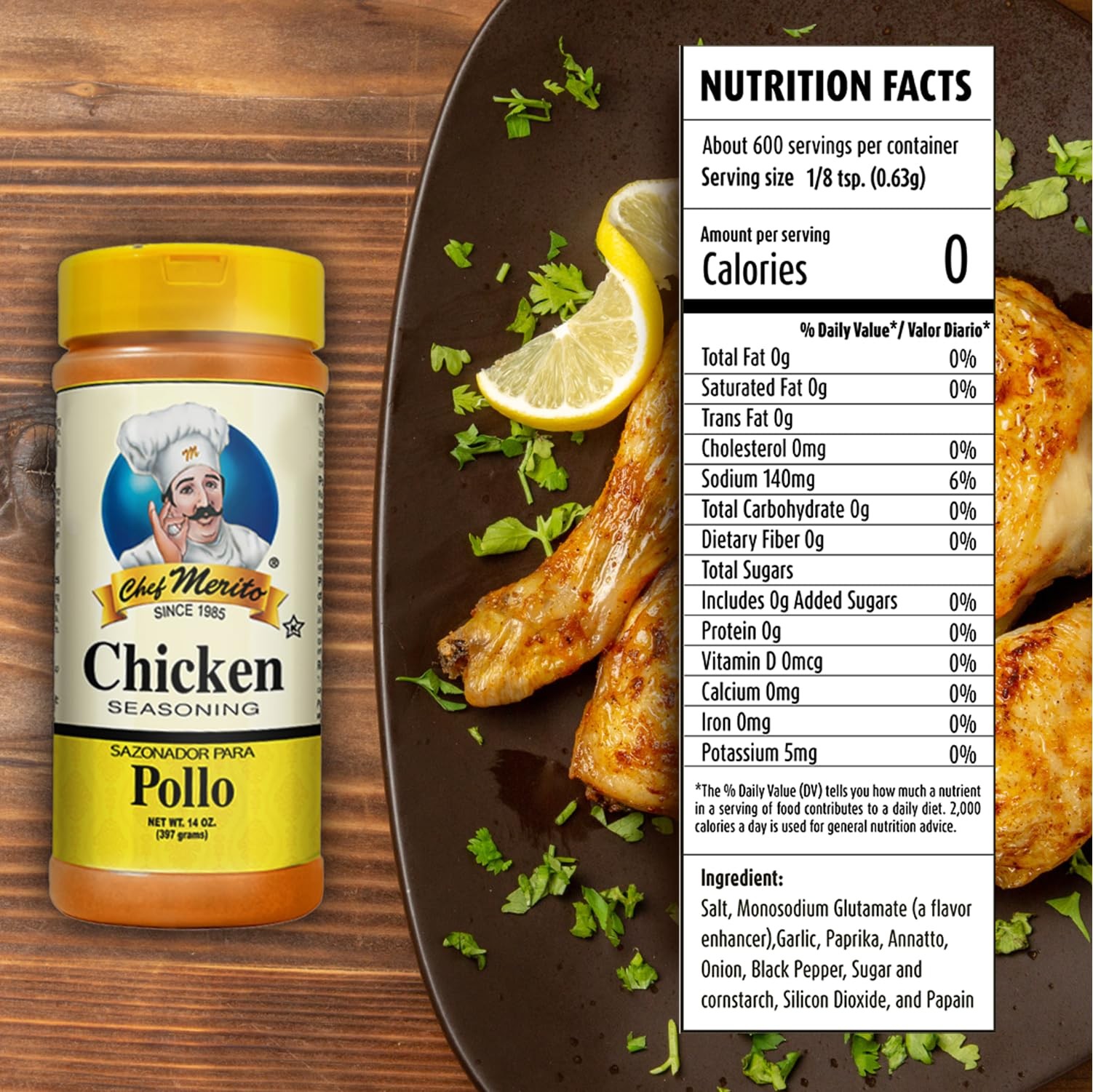 Chef Merito Chicken Seasoning, 14 Ounce 14 (Pack of 1)