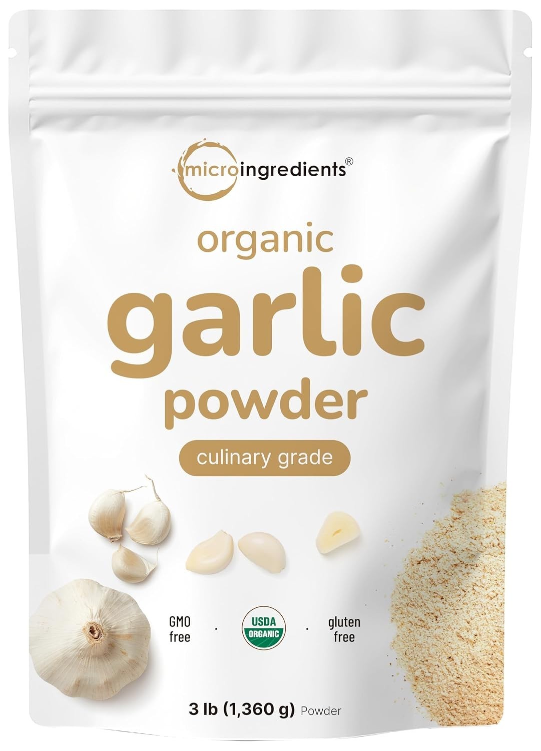 Organic Garlic Powder, 3 lb | Raw Allium Sativum Bulb | Pungent & Savory Fla…