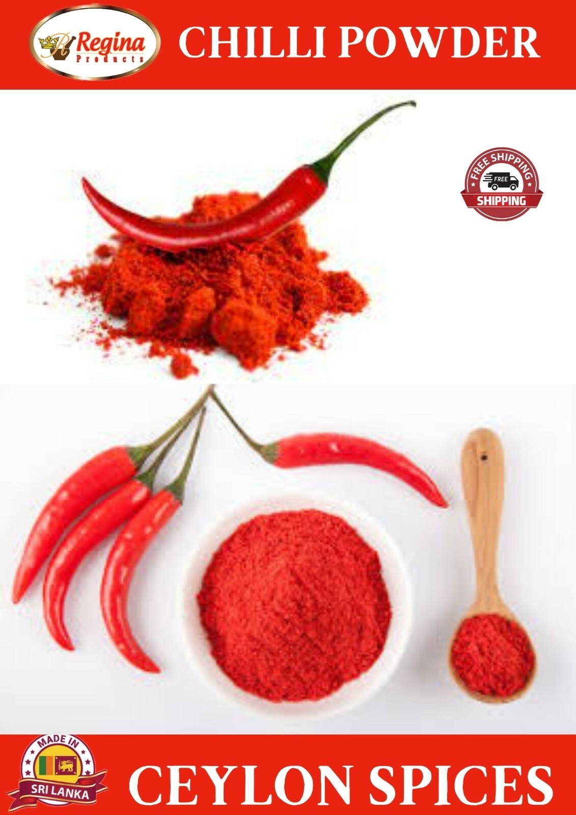 REGINA- Red Chili Powder -Ceylon Organic Quality Spice Sri Lankan smoked Paprika