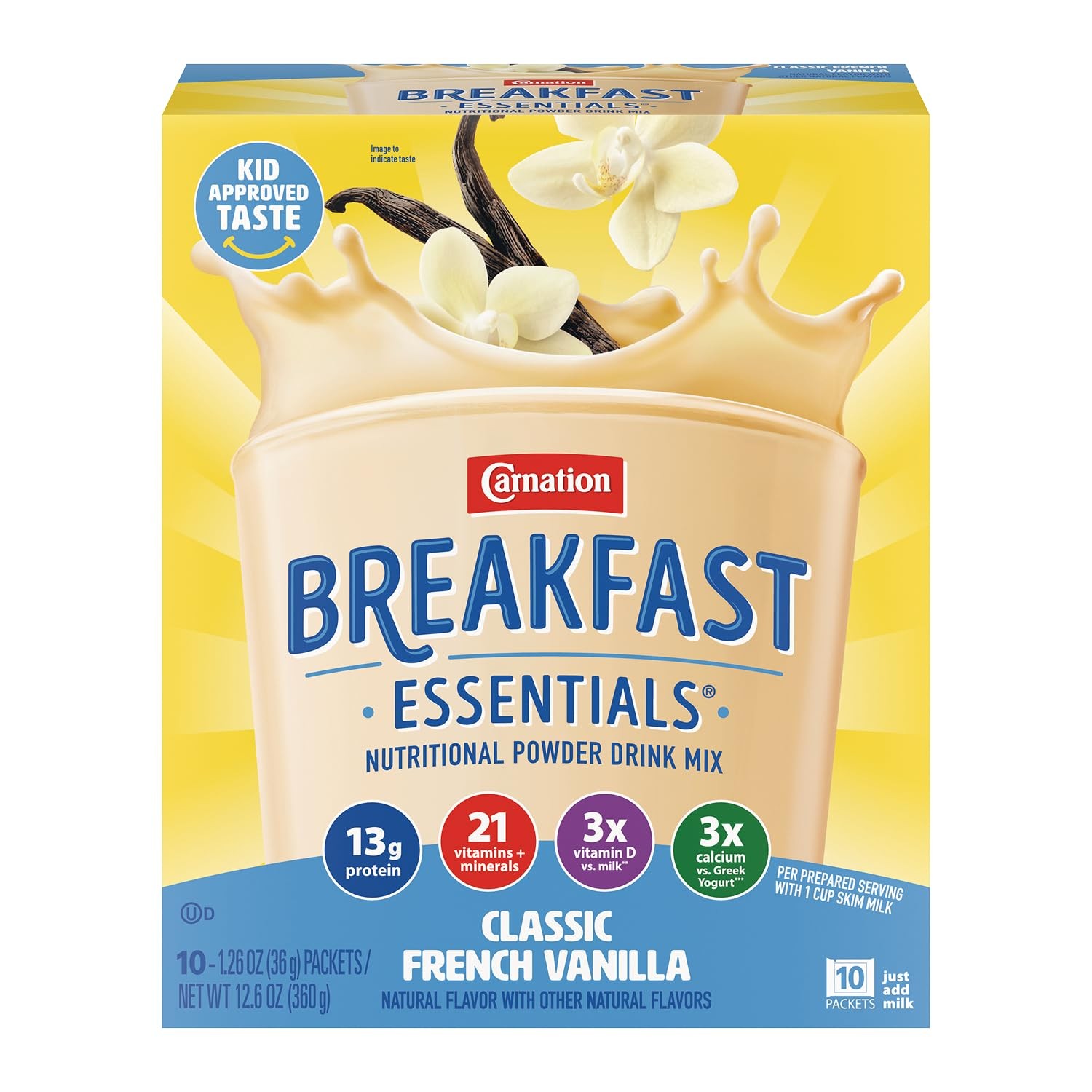 Carnation Breakfast Essentials French Vanilla Drink Mix 10 Ct Pack of 6 Boxes