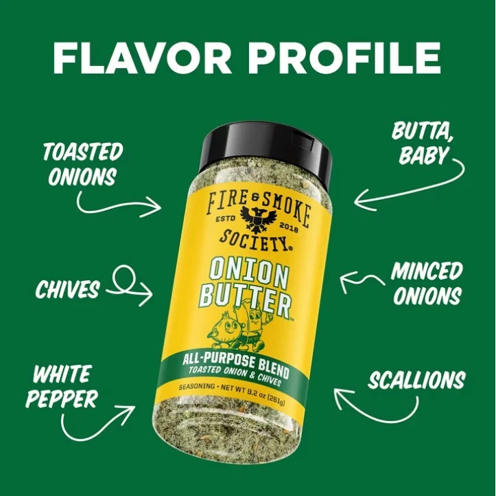 Fire & Smoke Society Onion Butter Seasoning Blend BBQ Rub 9.2 Oz Gluten Free