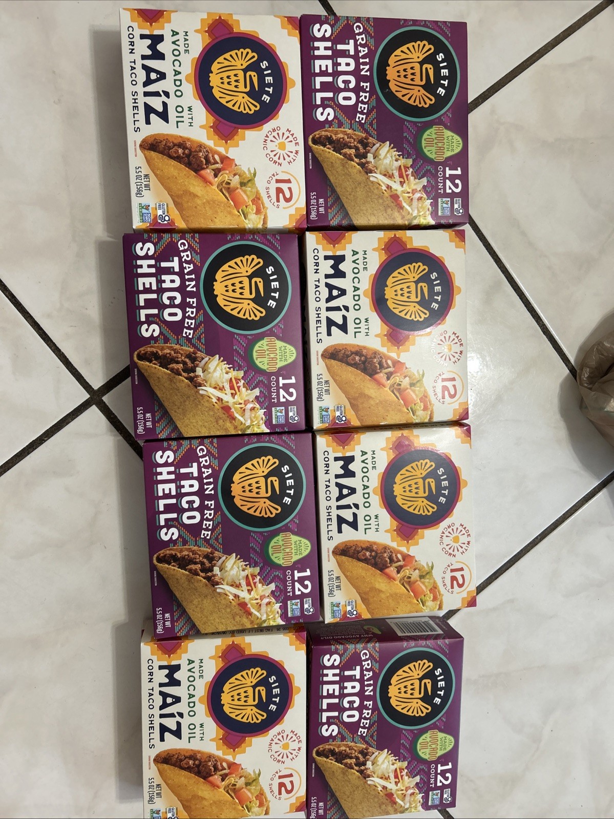 8 Siete Family Foods Corn Taco Shells, 5.5 Oz 12pcs Ea