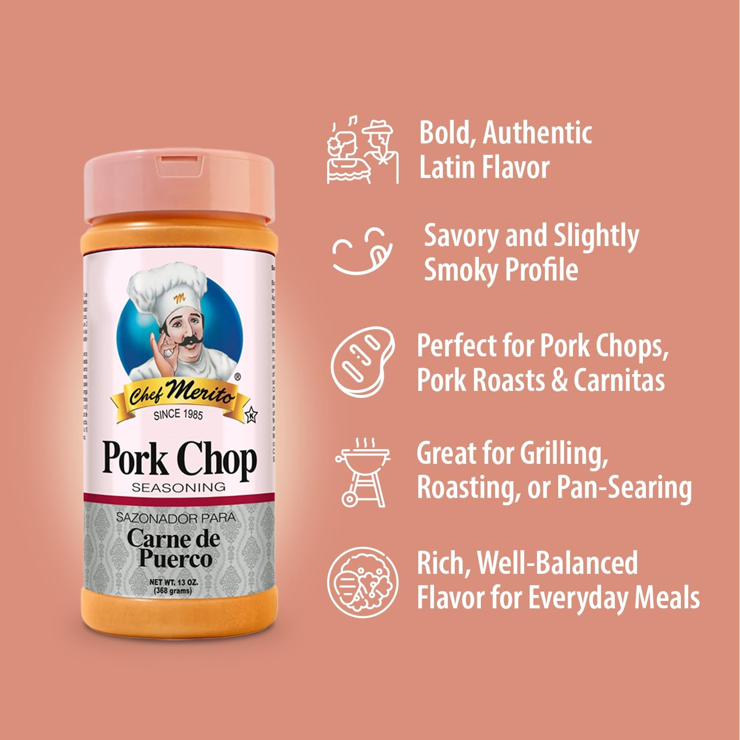 Chef Merito® | Pork Chop Seasoning | 14 Ounces | Large 14 Ounce (Pack of 1)