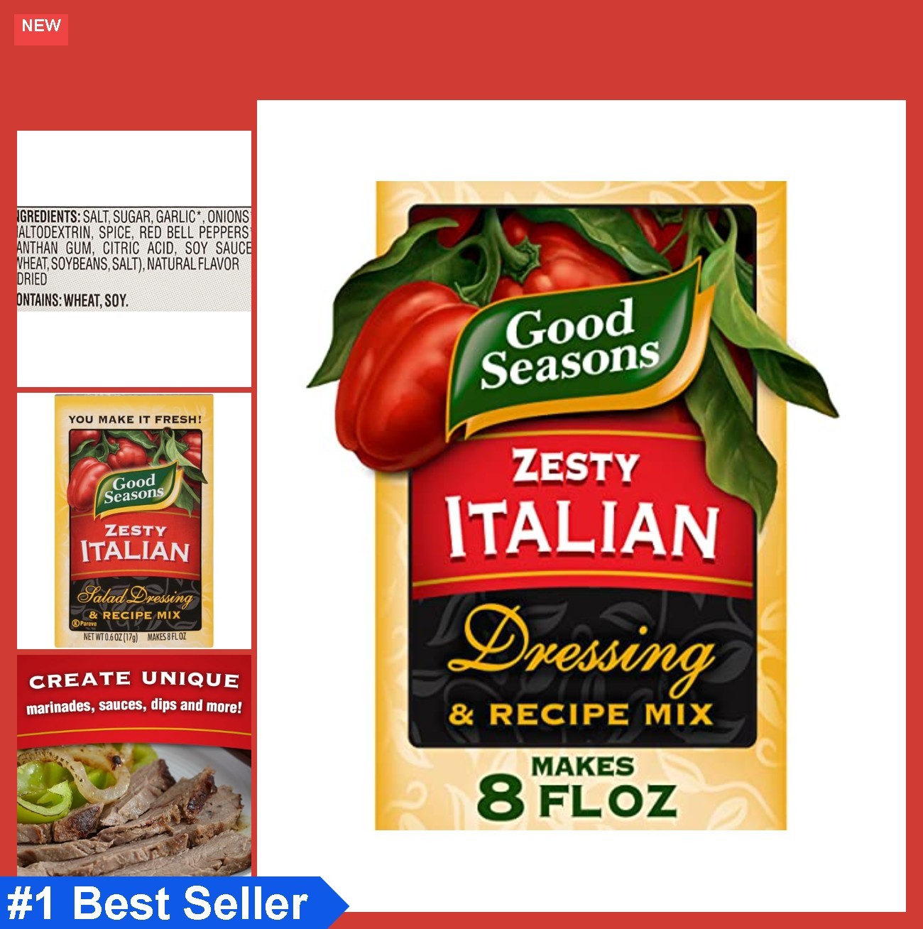 Italian Dry Salad Dressing Mix Zesty Recipe Seasoning Packet 0.6 Oz Makes 8