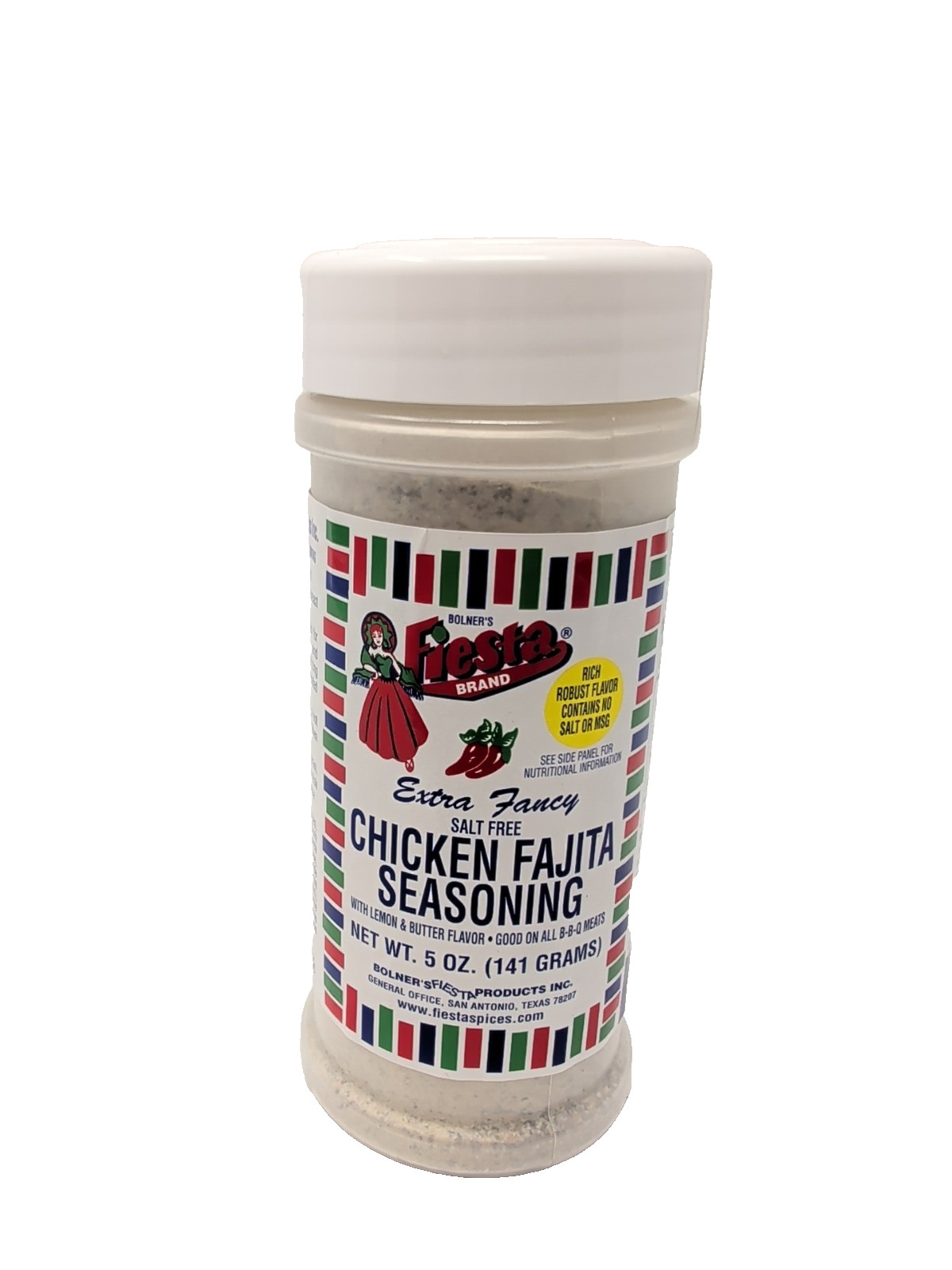 Bolner’s Fiesta Extra Fancy Salt Free Chicken Fajita Seasoning 5 Ounce Shaker
