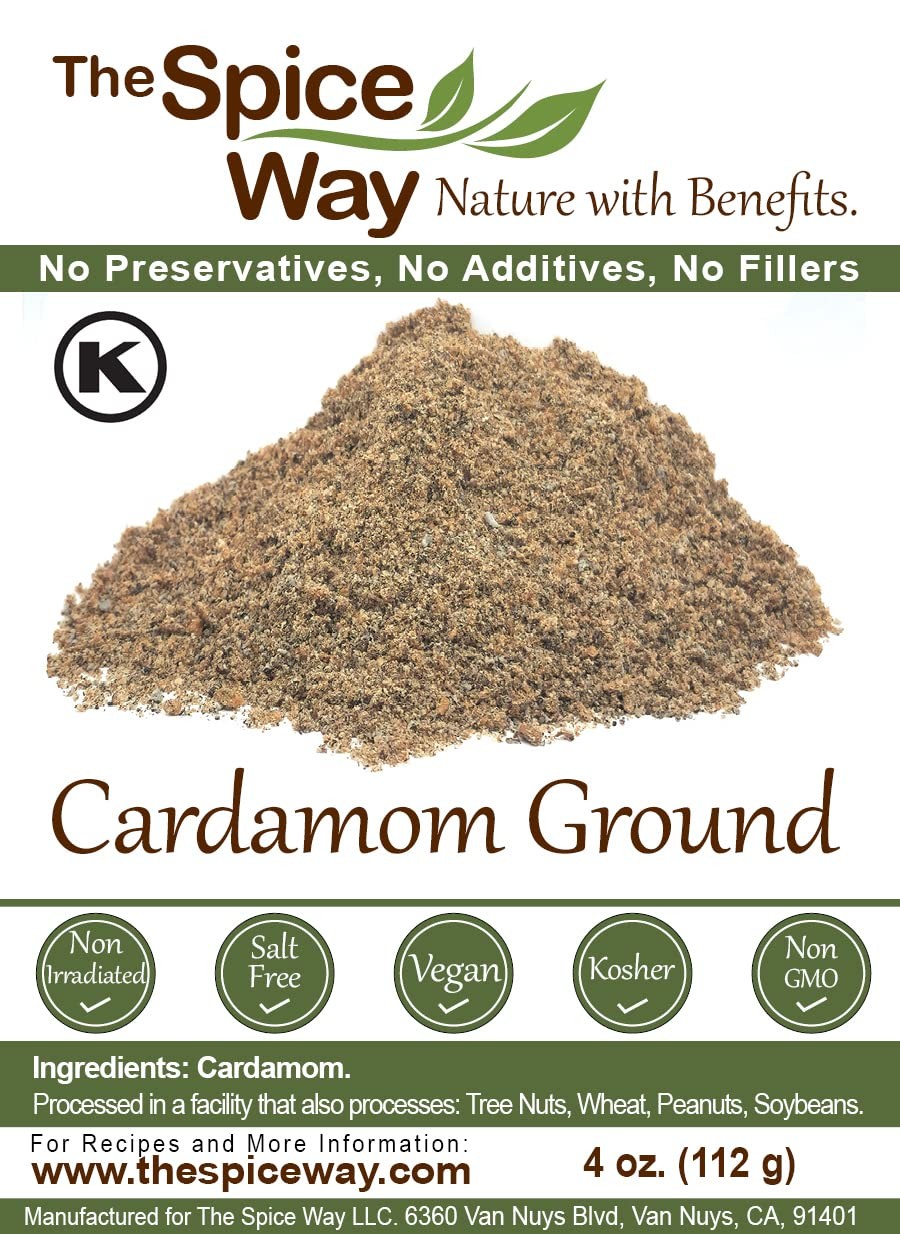 The Spice Way Cardamom Ground – (4 oz) Ground Green Decorticated Cardamom Pow…