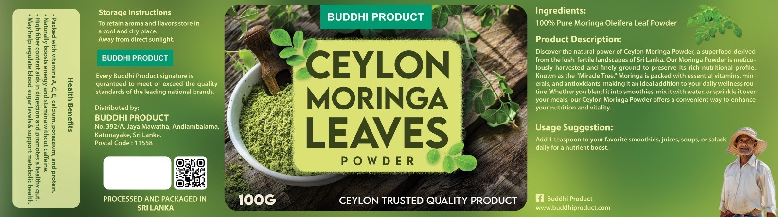 Ceylon Moringa Powder 100g – Pure, Natural, Premium Quality for Health Boost