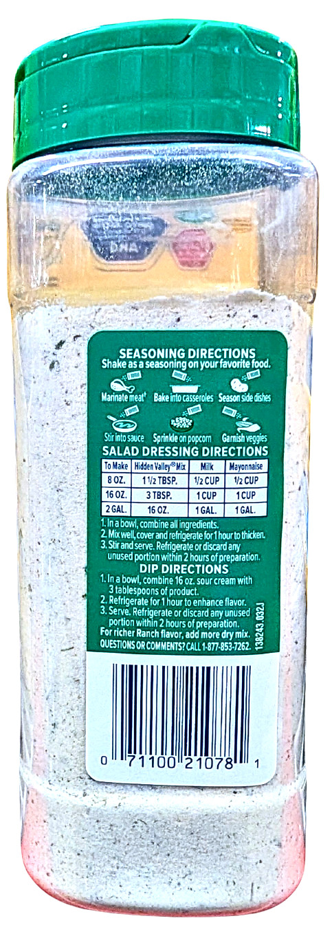Hidden Valley Original Ranch Salad Dressing and Seasoning Mix 16 Oz EXP 08/2026