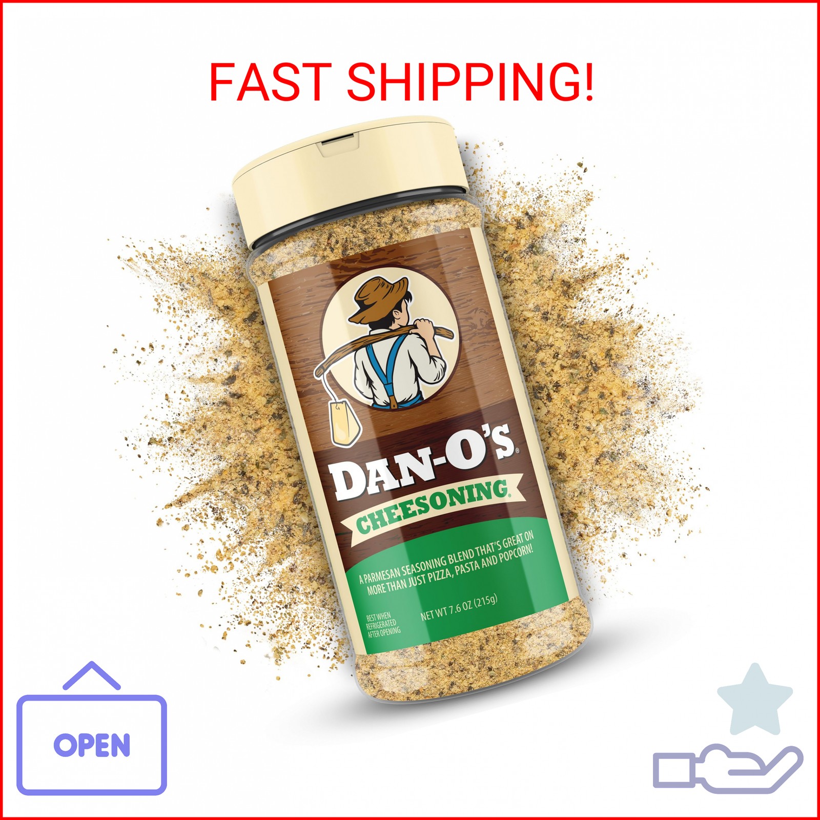 Dan-O’s Cheesoning Seasoning, 7.6 oz Bottle, All Purpose Seasoning for Pizza, Po