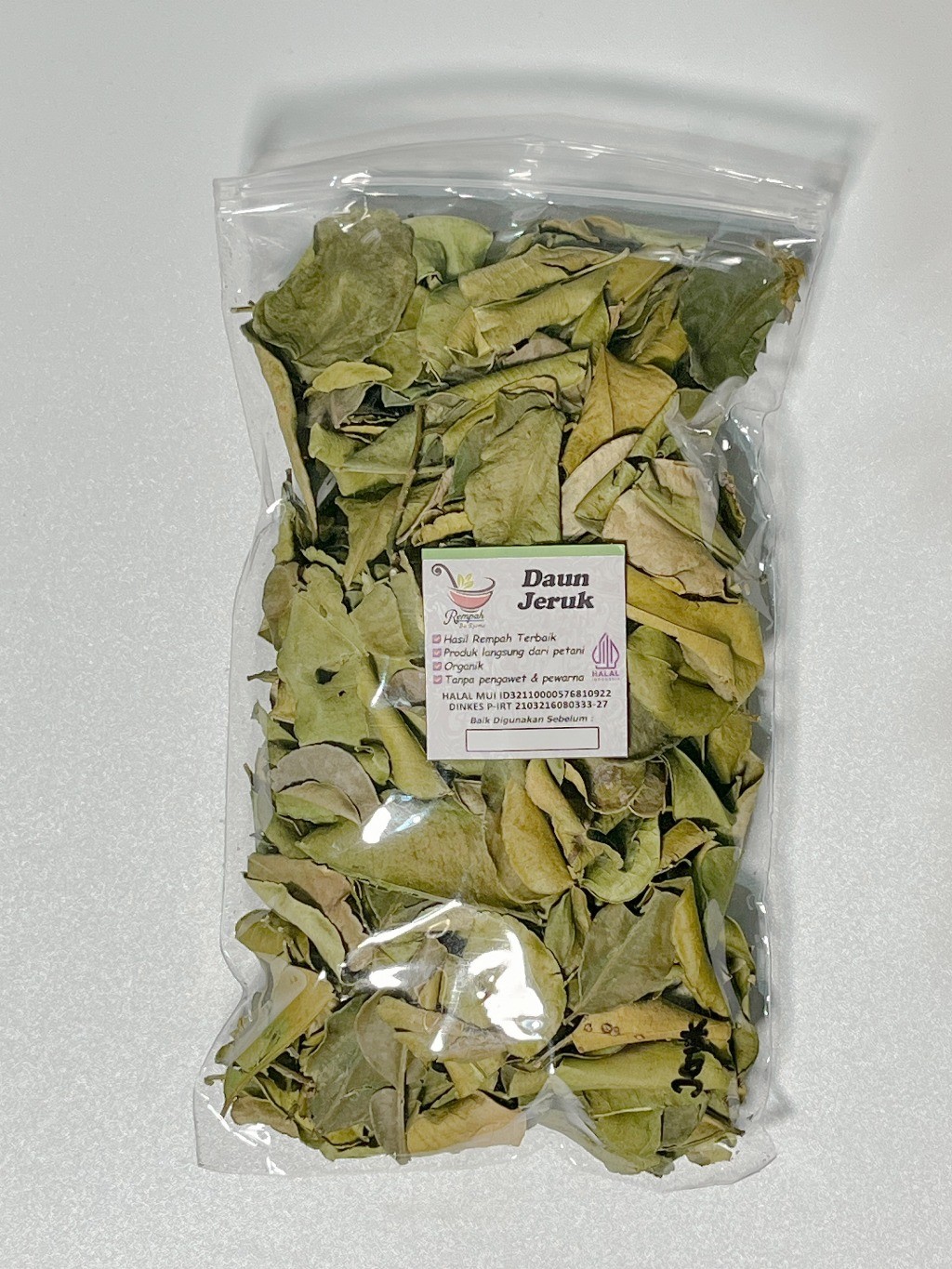 Dried Kaffir Lime Leaves 1kg Daun Jeruk Kering for Curry & Soup, Refill Habit