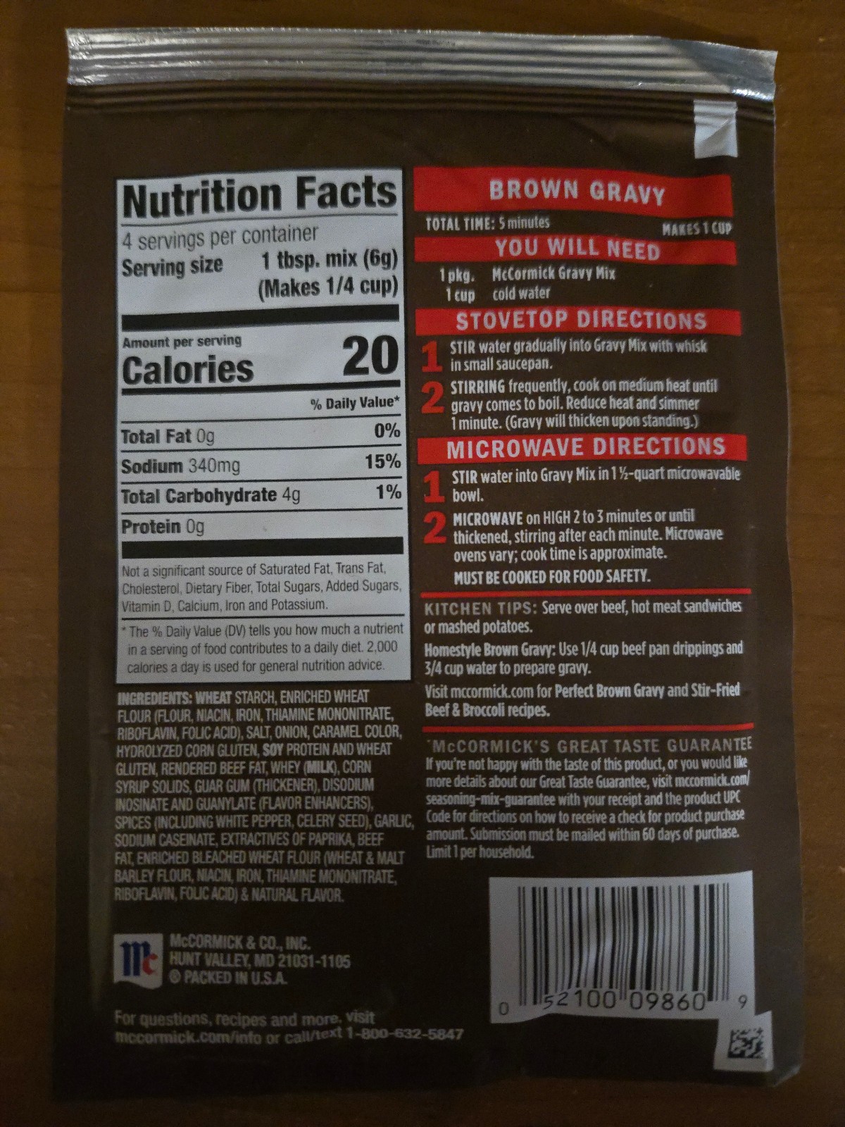 10x McCormick Brown Gravy Mix Packets .87oz