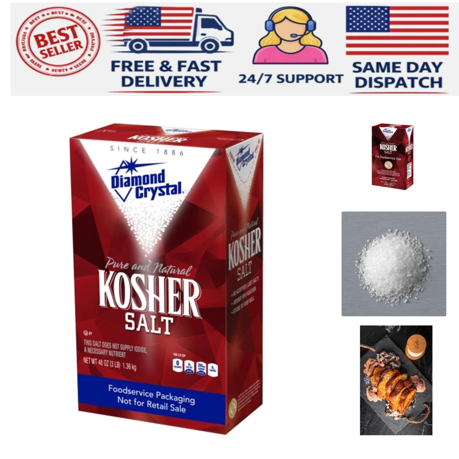 Kosher Salt – Full Flavor, No Additives – Pure and Natural Since 1886 Restaur…