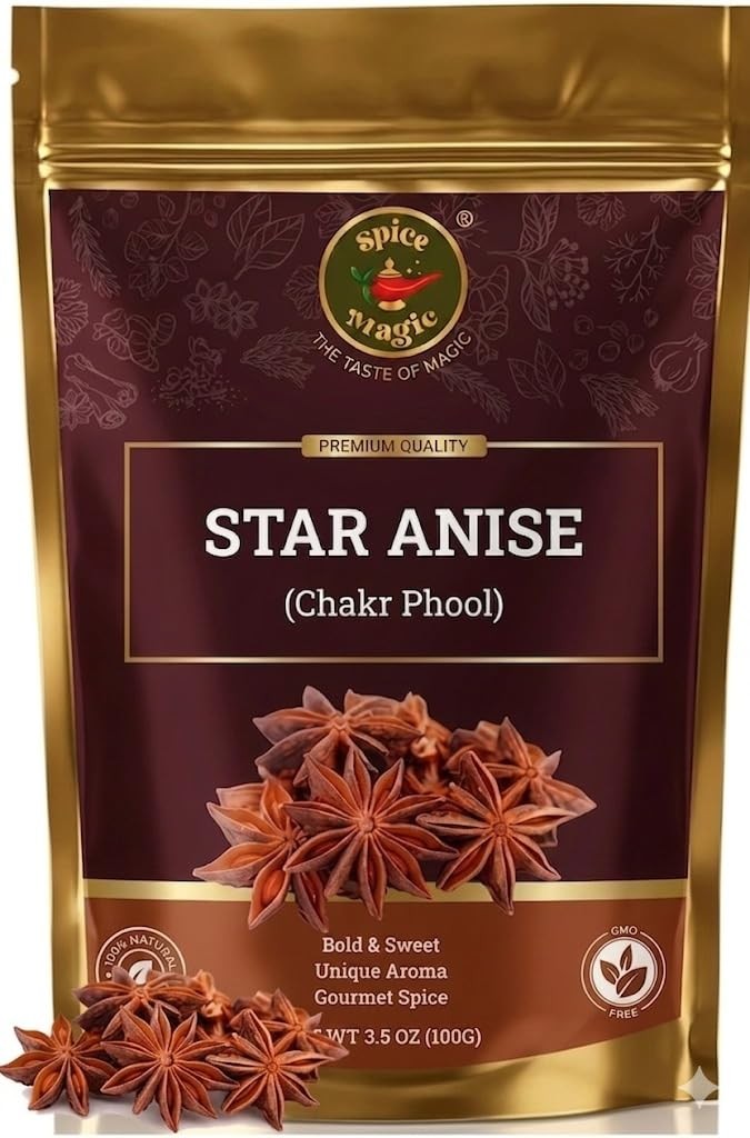 Spice Magic Star Anise Whole, Pods for Pho, Chai & Mulled Wine, 3.5oz (100g)