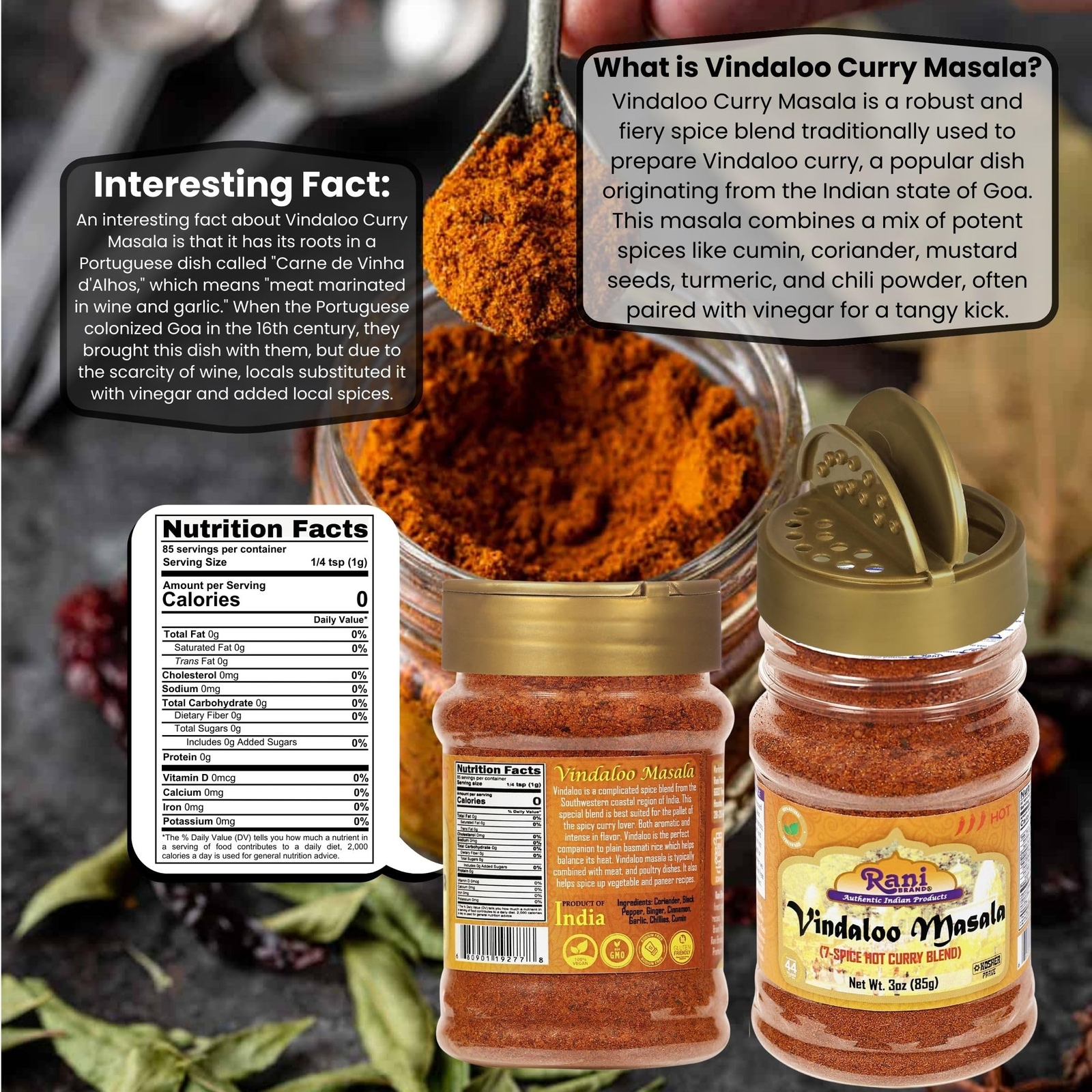 Rani Vindaloo Curry Masala Indian Spice Blend 3oz (85g)