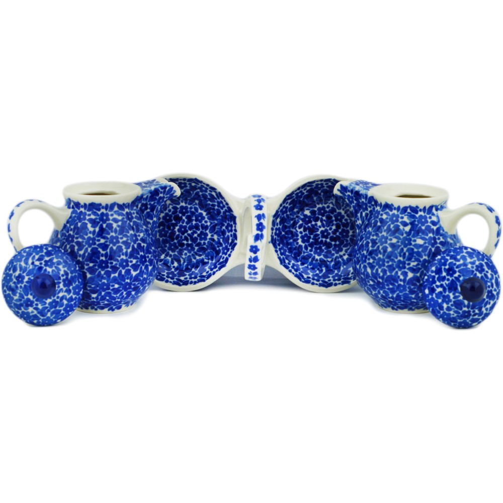 Polish Pottery Seasoning Set 6-inch Blue Bounty Handmade in Boleslawiec Poland
