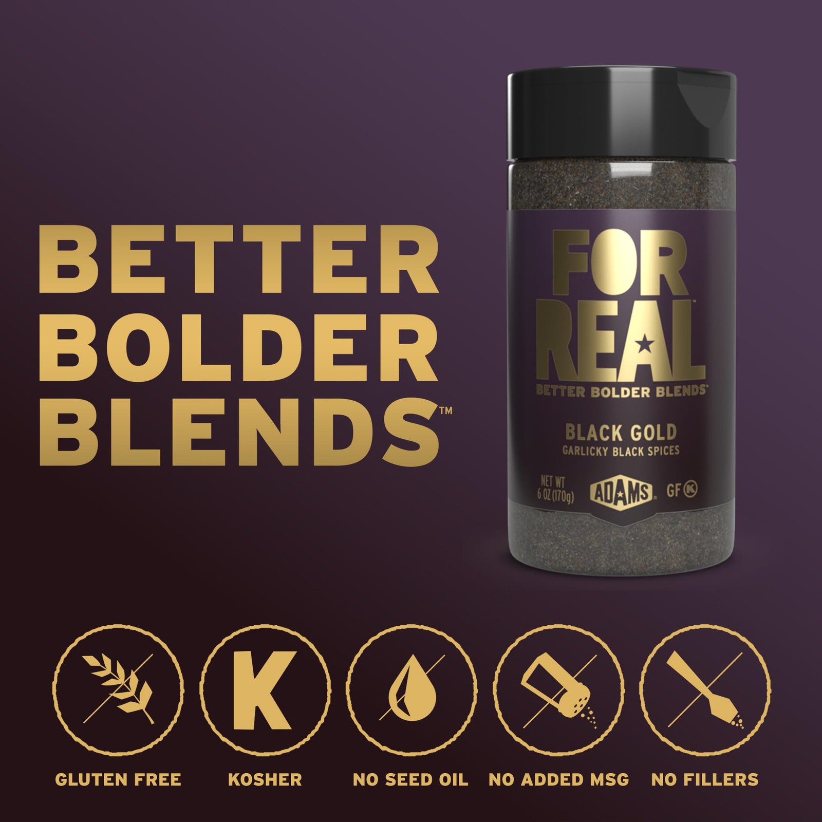 FOR REAL Black Gold Seasoning – Garlicky Garlic, Pepper & 1 Pack