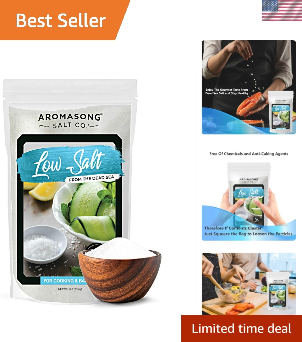 Healthy Low Sodium Sea Salt – 100% Pure Dead Sea Salt in 5 Lb Resealable Bag