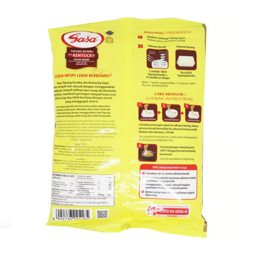 Sasa Seasoned Crispy Chicken Fry Chicken Recipe Batter Mix