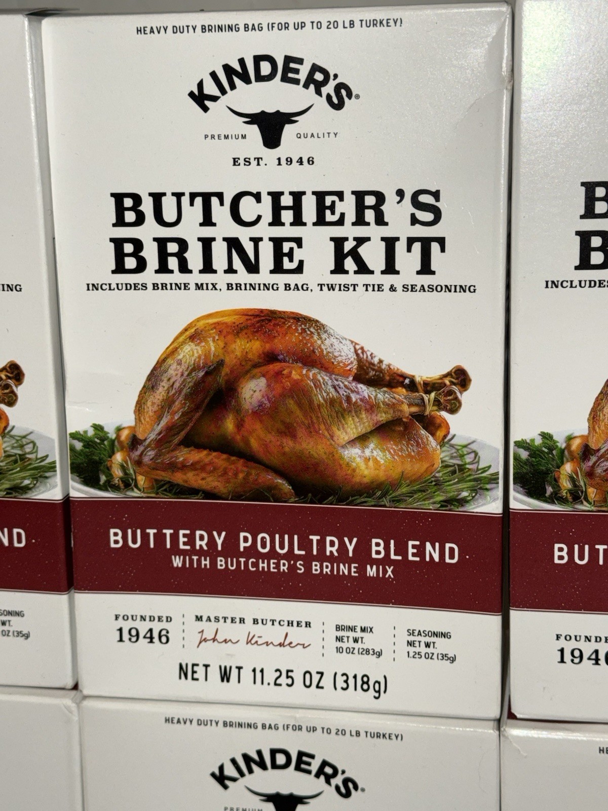 6 Kinder’s Butcher’s Turkey Brine Kit with Brining Bag spices up to 20LB 6/2027