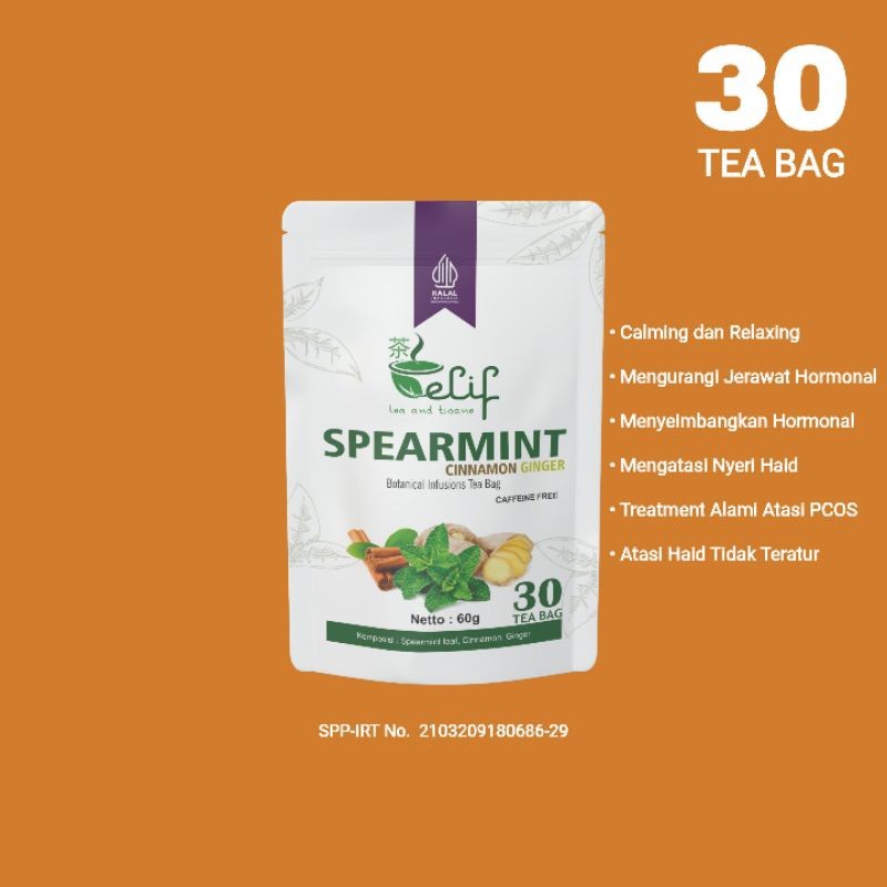 Spearmint Cinnamon Ginger Tea 60g 30 Tea Bags Herbal Infusion For Daily Ritual