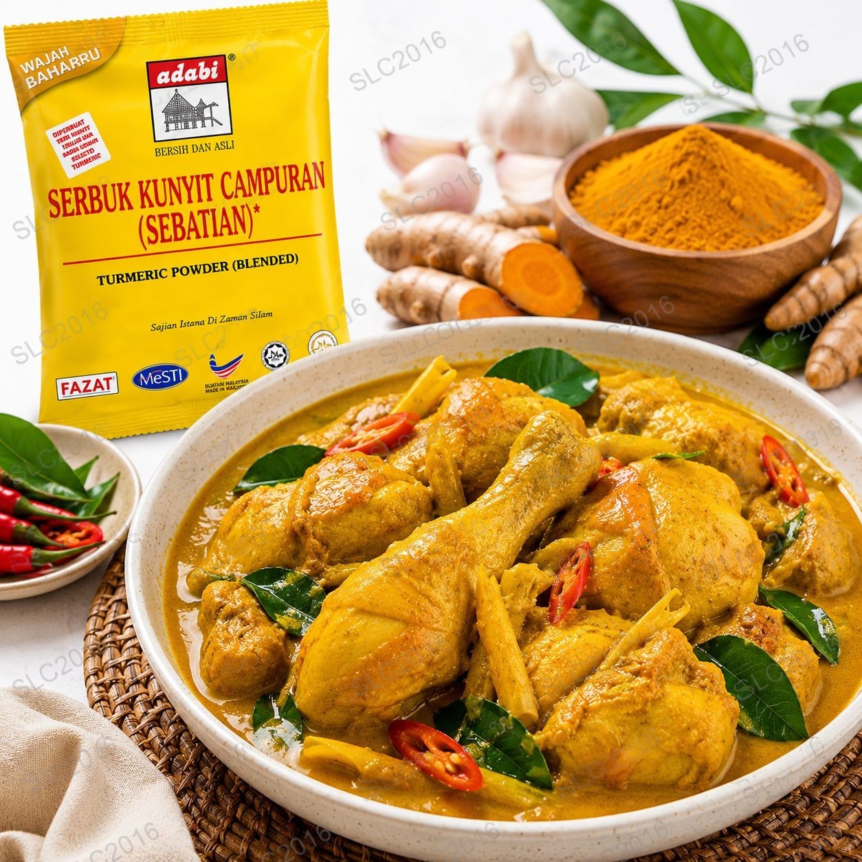 Adabi Tumeric Powder Blended 100g Halal Malaysian Spice Mix For Cooking