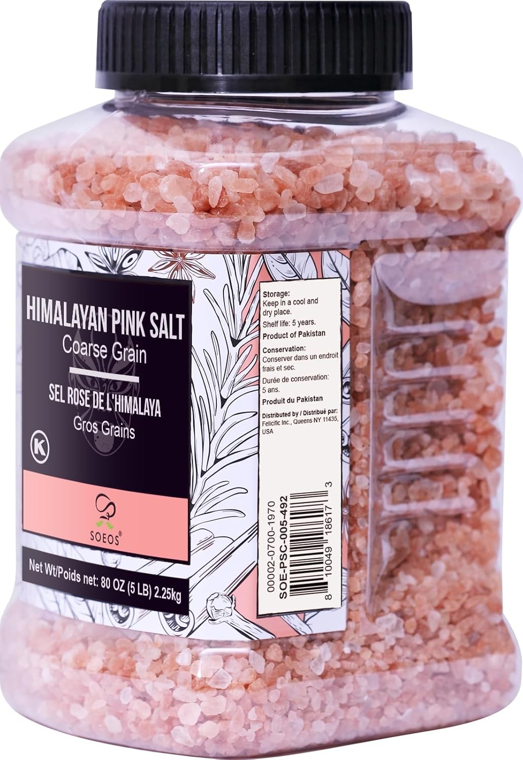 Pink Himalayan Salt Coarse Grain 16oz Natural Sea Salt for Grinder Refill