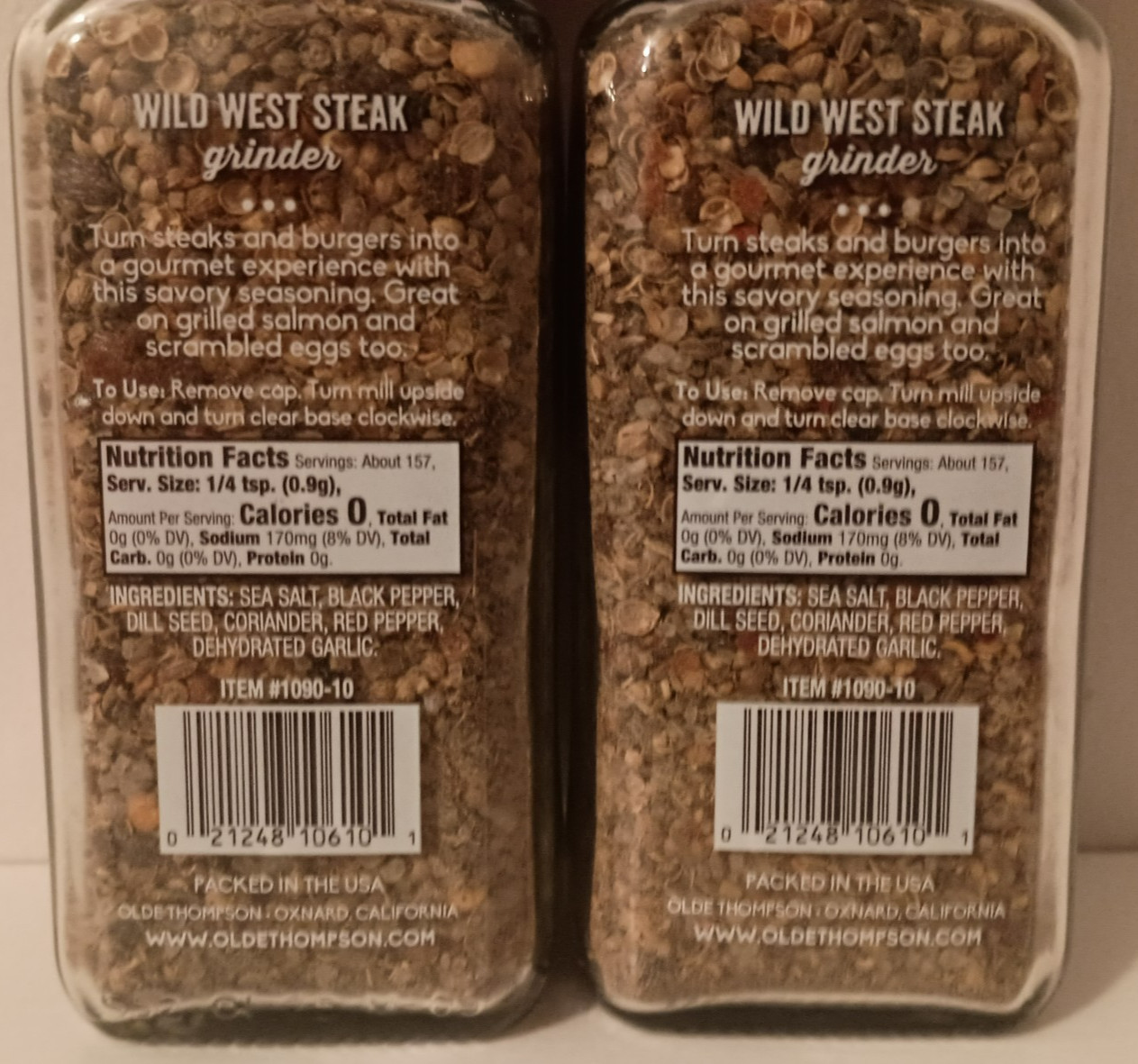 Olde Thompson Wild West Steak Seasoning Grinder 5 oz (2 Pack) Certified Kosher