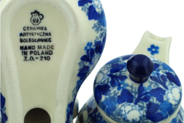 Polish Pottery Seasoning Set 6″ Blue Spring-Artisanimports|10371