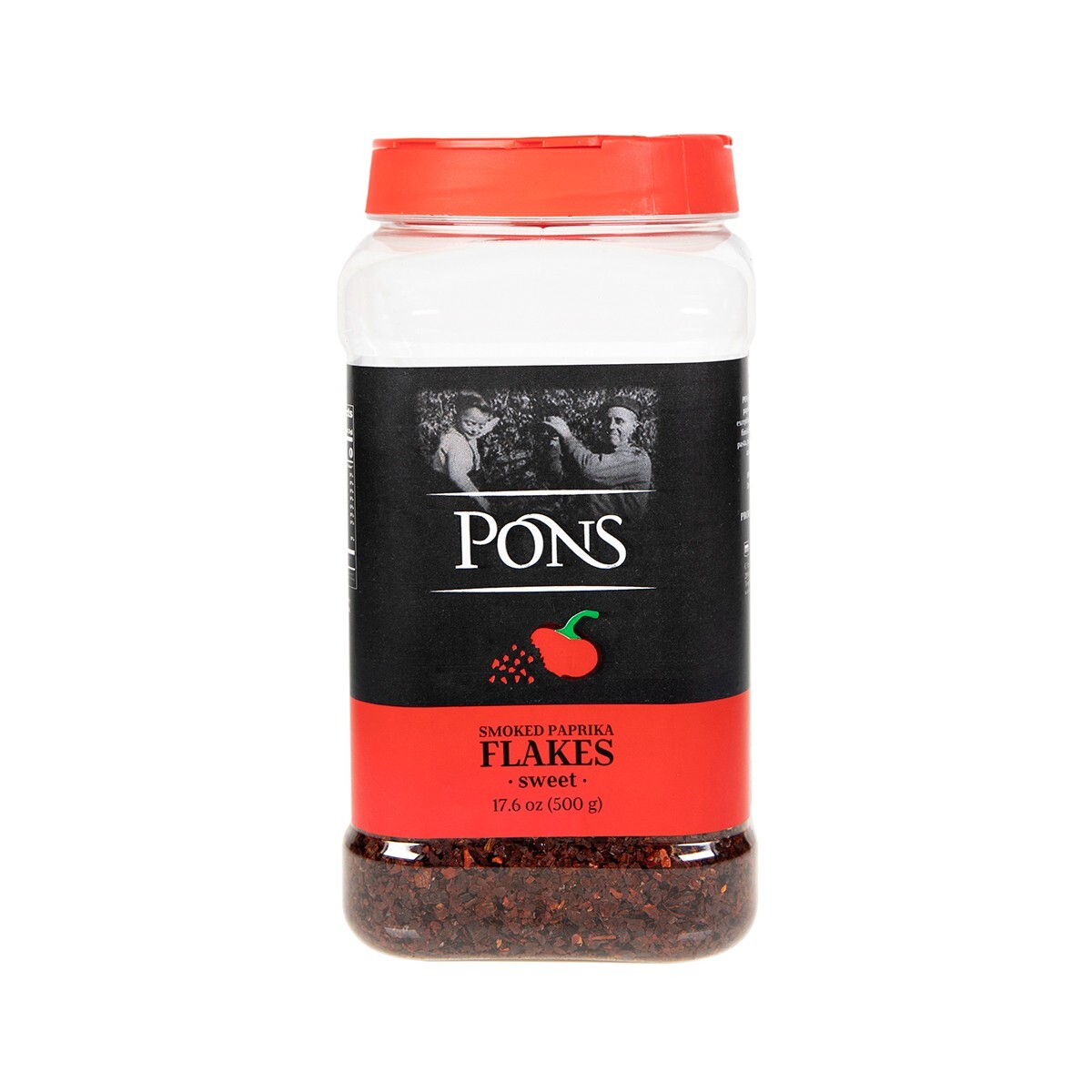 PONS Smoked Sweet Spanish Paprika Flakes, 17.6 Oz Plastic Canister
