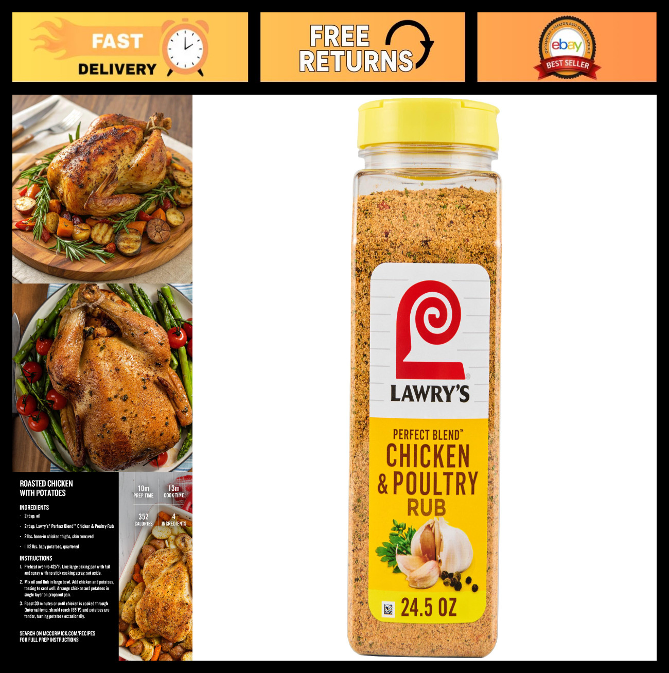 Savory Chicken & Poultry Seasoning Rub – Perfect Blend, 24.5 oz – Flavor Enhance