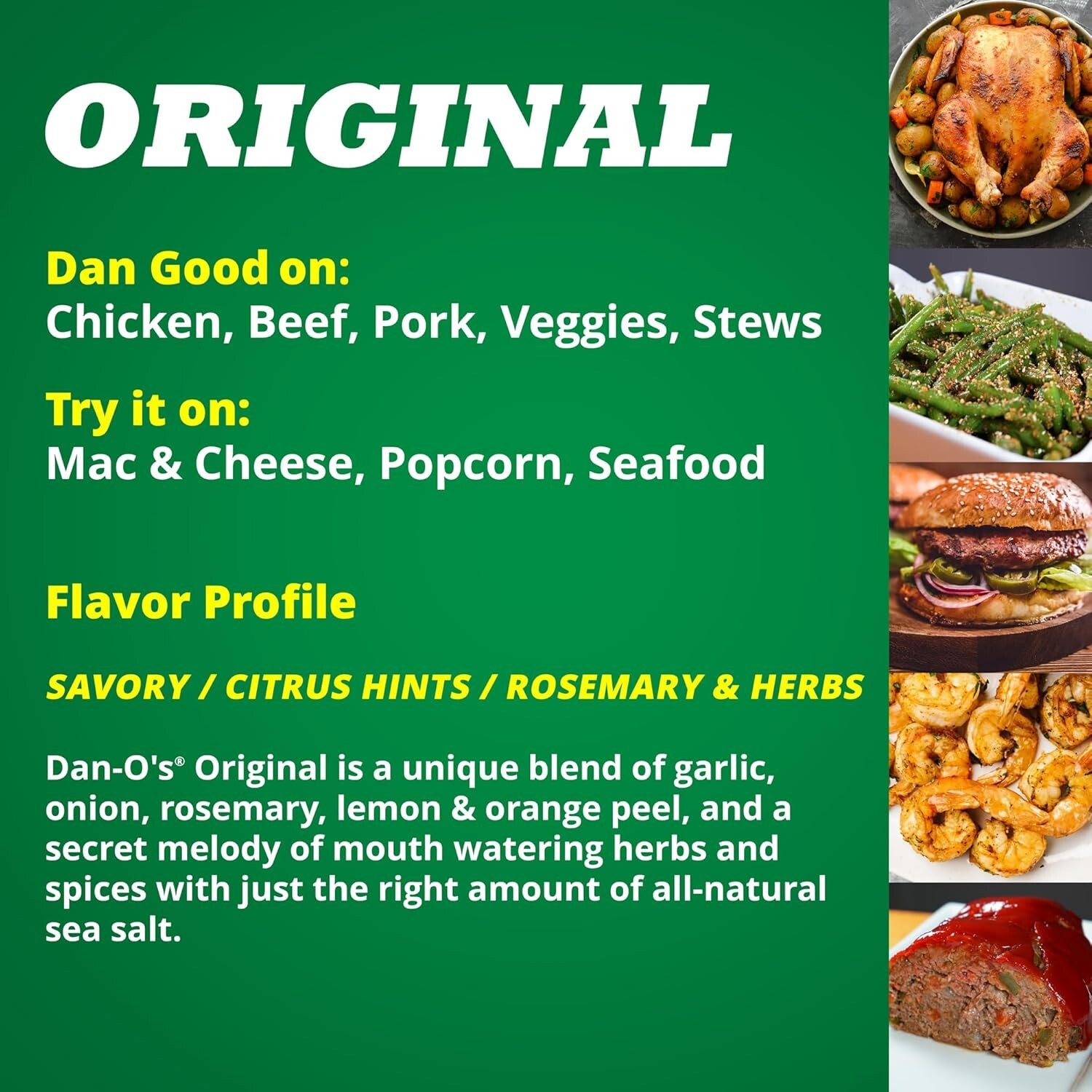 Dan-O’s Original Seasoning – for Chicken, Meats, Veggies – Savory 2.5 oz
