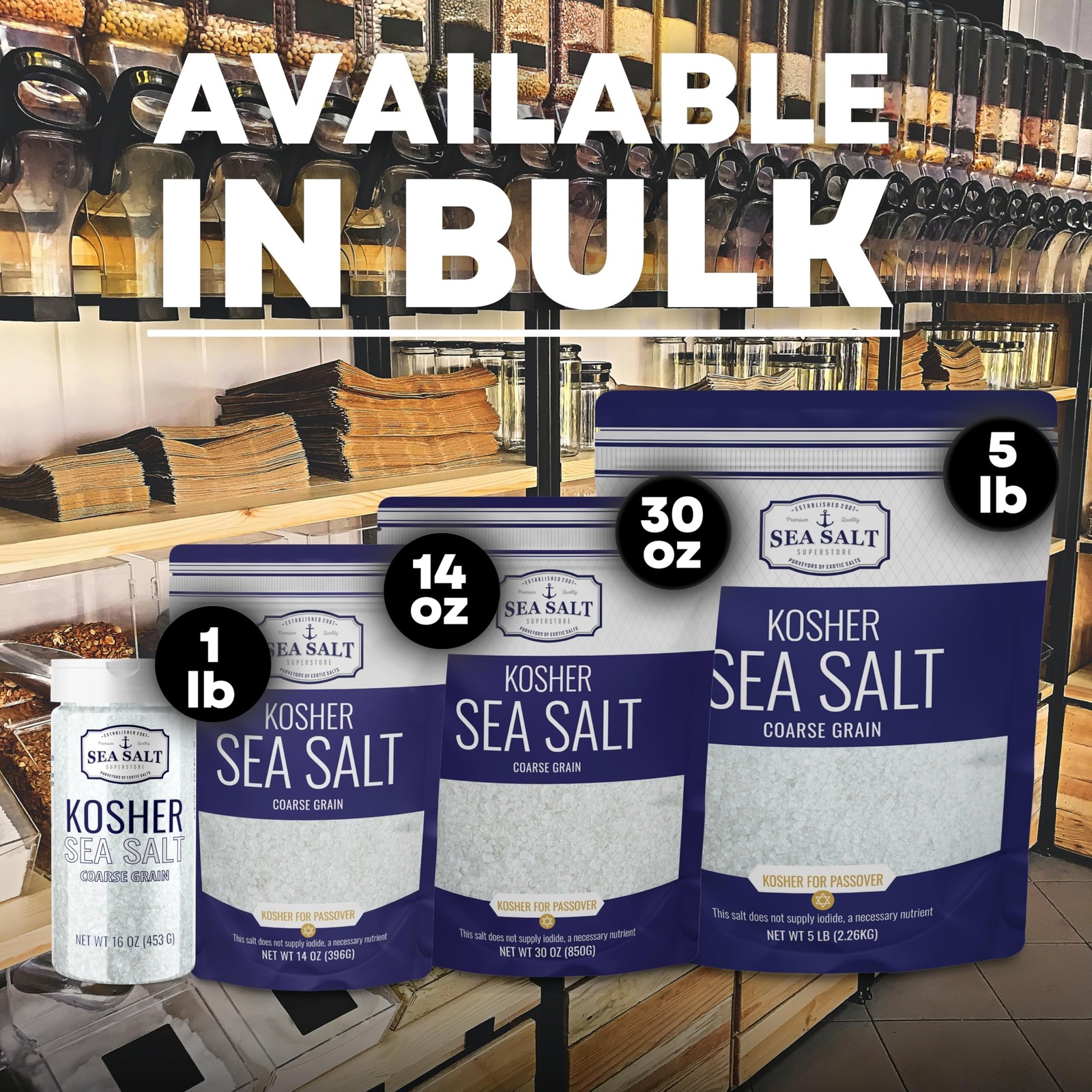 Kosher Sea Salt, Coarse Grain Kosher Salt, Coarse Salt for Table Salt, Non-Io…