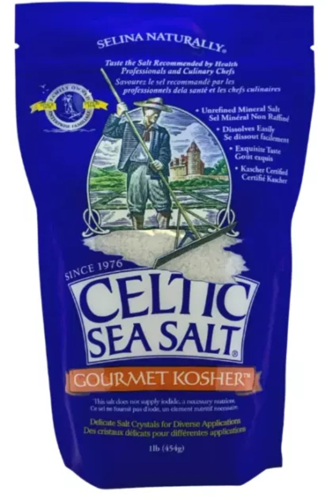 Celtic Gourmet Kosher 1lb Resealable Celtic Salt Vital Mineral Blend Kosher Grnd