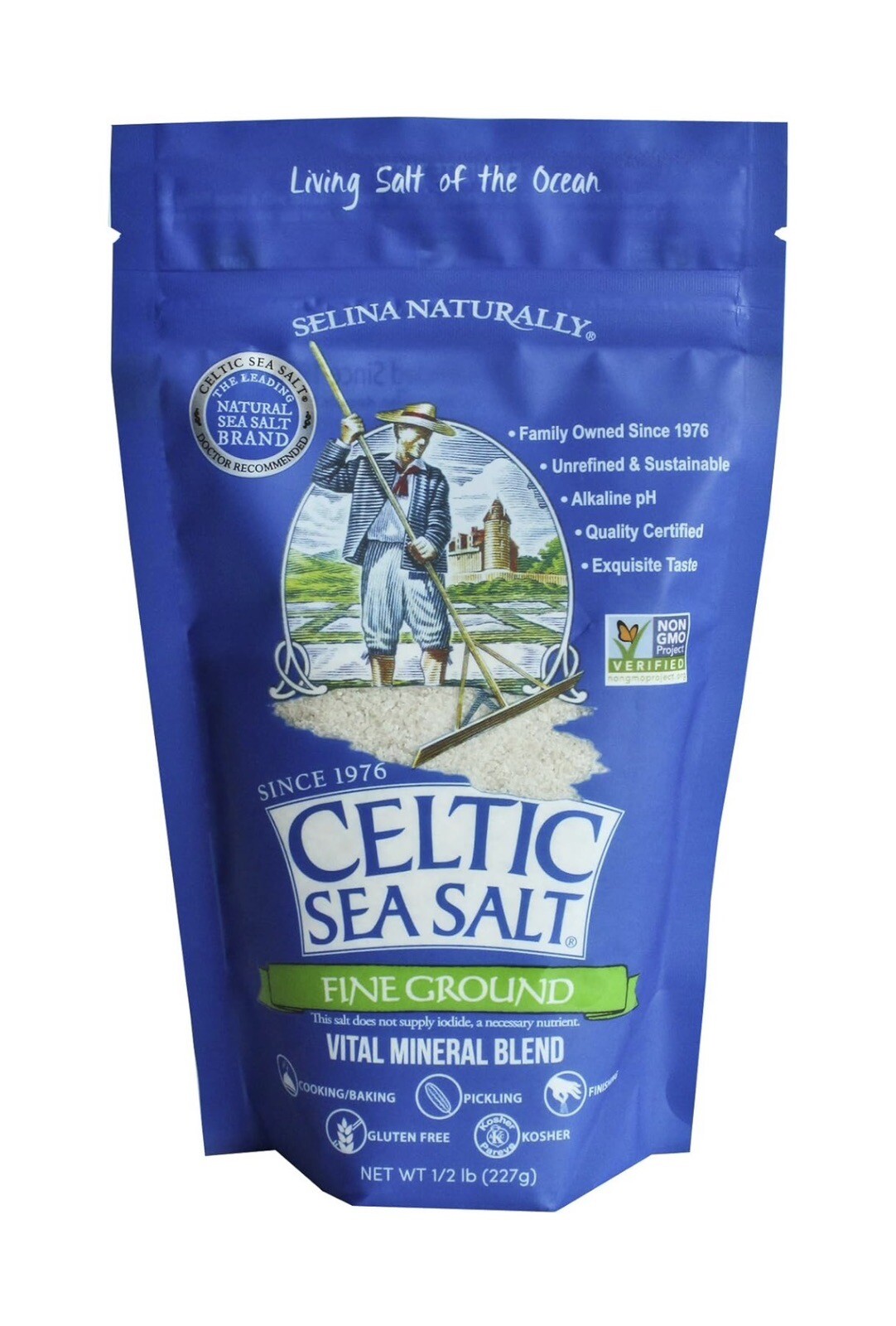Celtic Sea Salt Fine ground 8oz (1/2 lb) Resealable Bag- SHIPS FREE – ✅✅