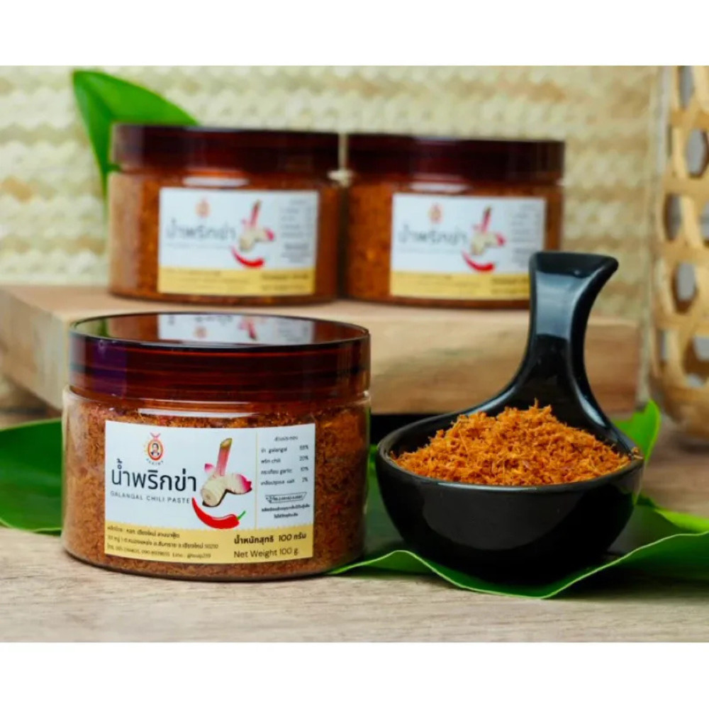 MaeAmphorn Spicy Galangal Chili Dipping Paste Thai Seasoning Party 100 g x 4