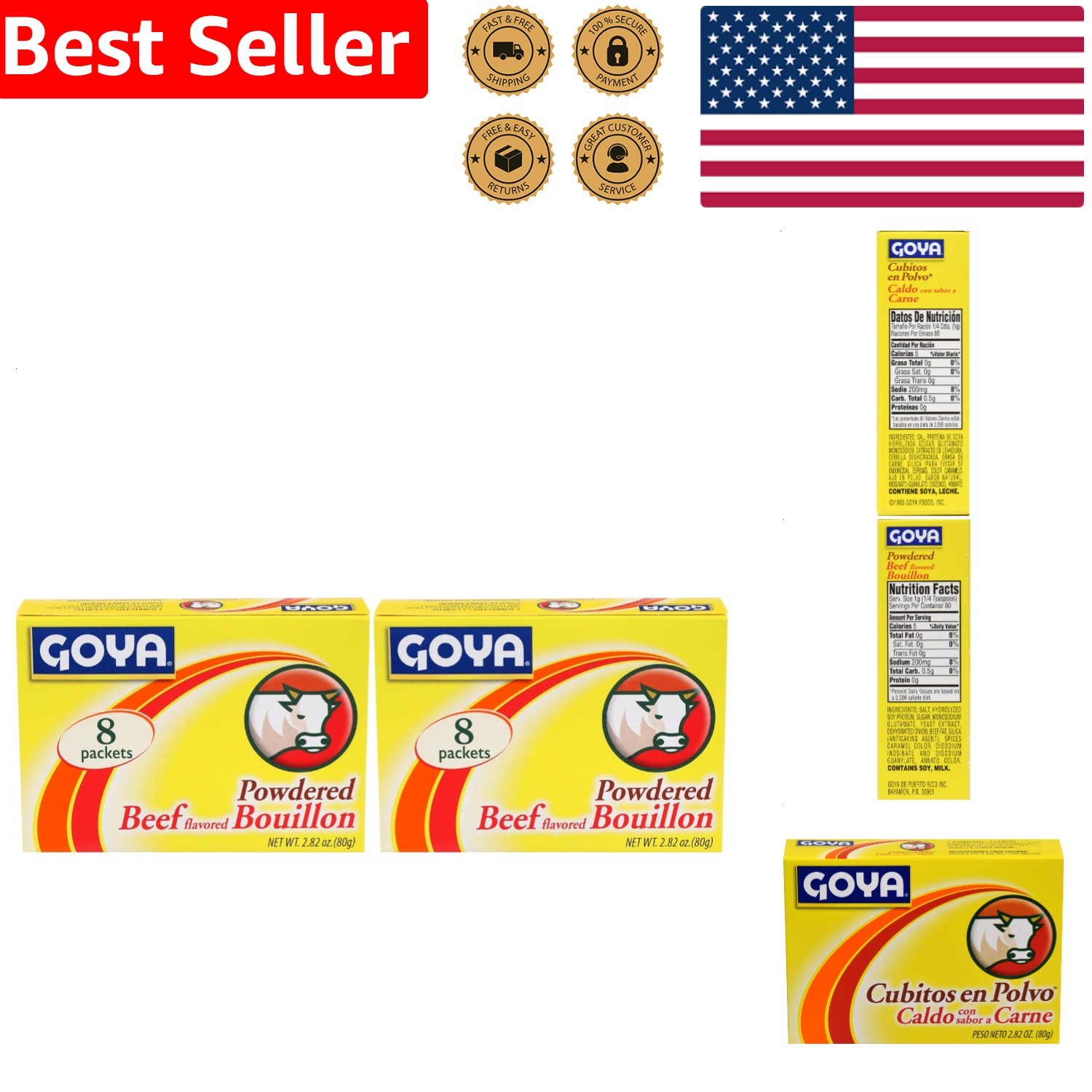Authentic Beef Bouillon Powder 5.64oz 2 Packs Delicious Flavor for Cooking