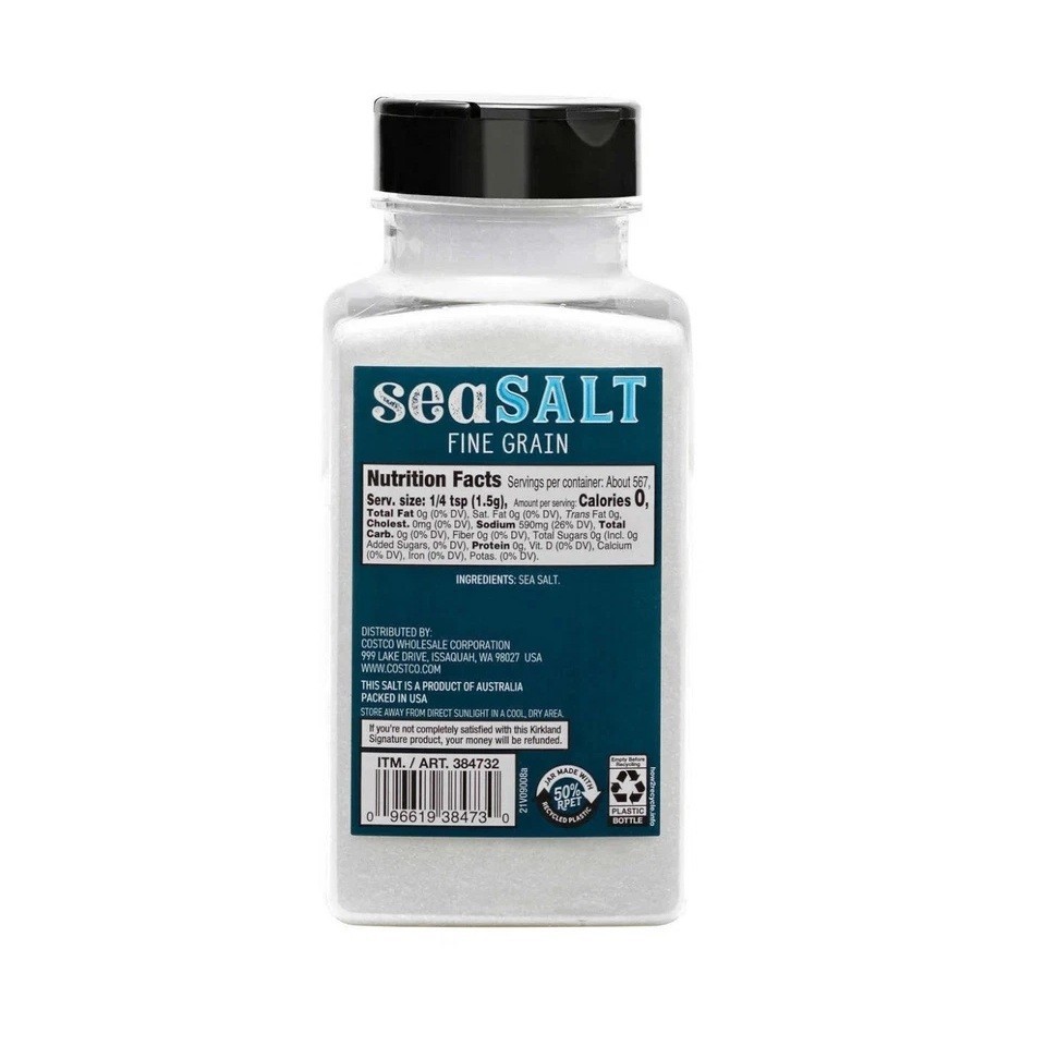 2-Pack Kirkland Signature, Pure Sea Salt, 30 oz GREAT FOR HEALTHY COOKING