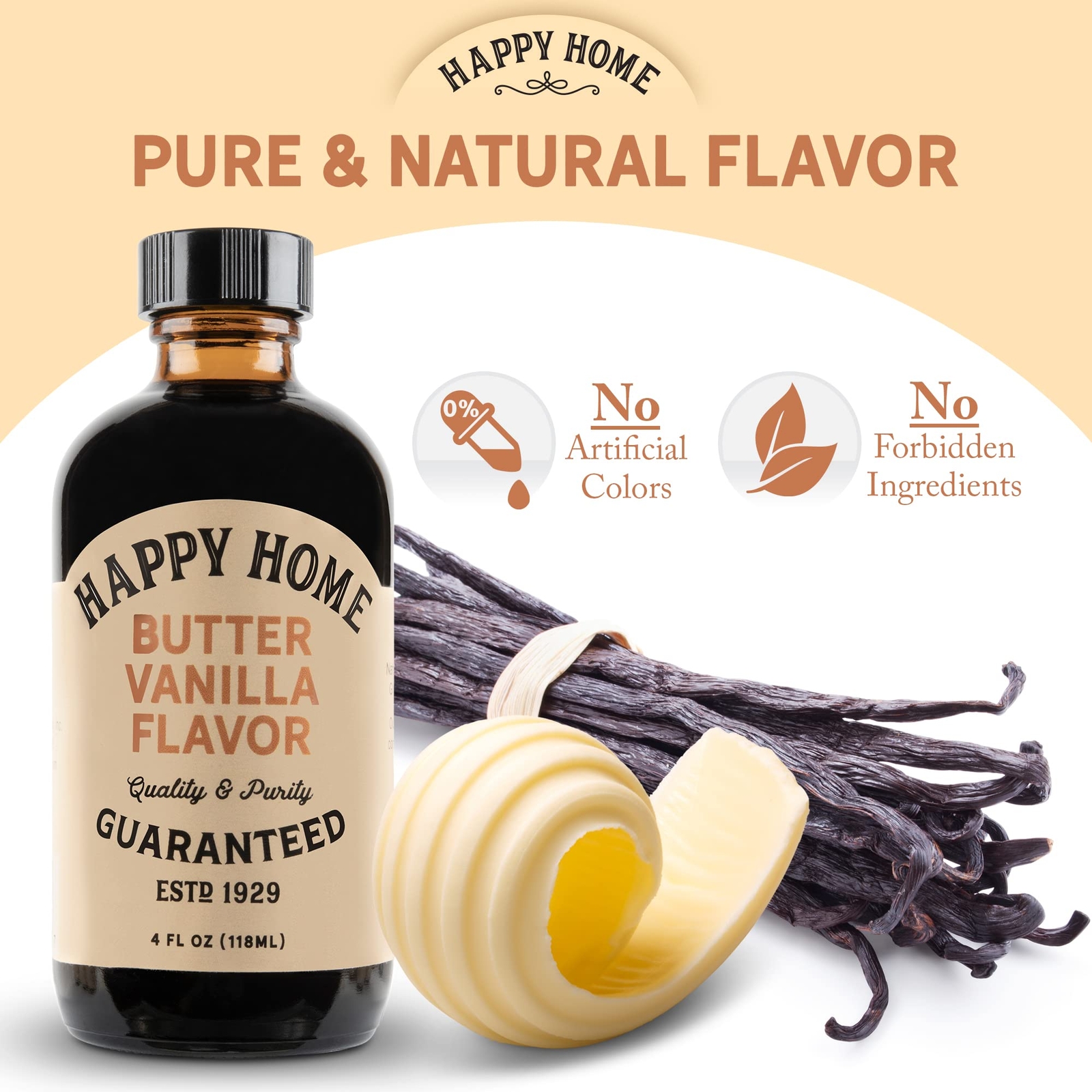 Premium Natural Butter Vanilla Flavor – Certified Kosher 4 oz.