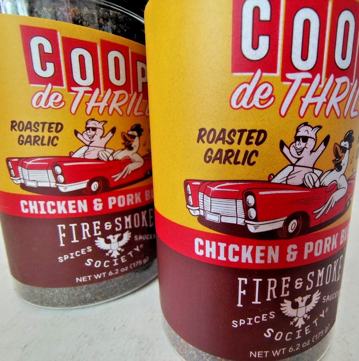 3X- Fire & Smoke Society COOP de THRILL Chicken/Pork Seasoning, 6.2oz, BB 4/27