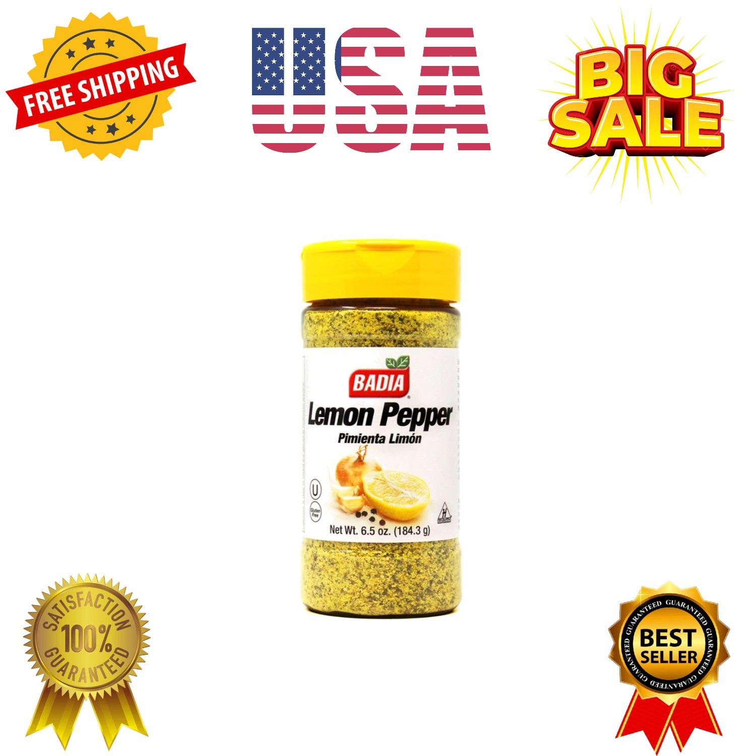 Lemon Pepper Seasoning, 6.5 oz – Pepper, Garlic & Onion, Zesty Citrus Blend f…