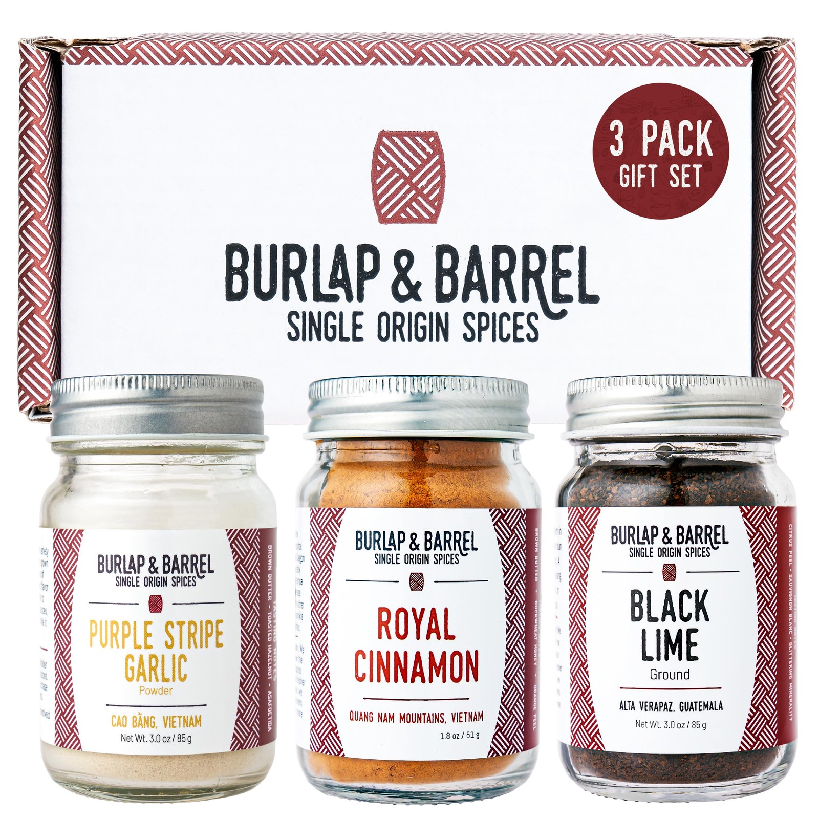 Burlap & Barrel 3-Pack Spice Gift Set – 3 Full-Size Jars of Favorite Spices f…