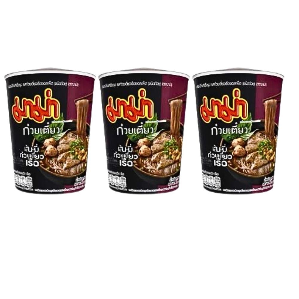 Mama Instant Rice Noodles Boat Noodle Spicy Sauce and YenTaFo Noodle Rich Flavor