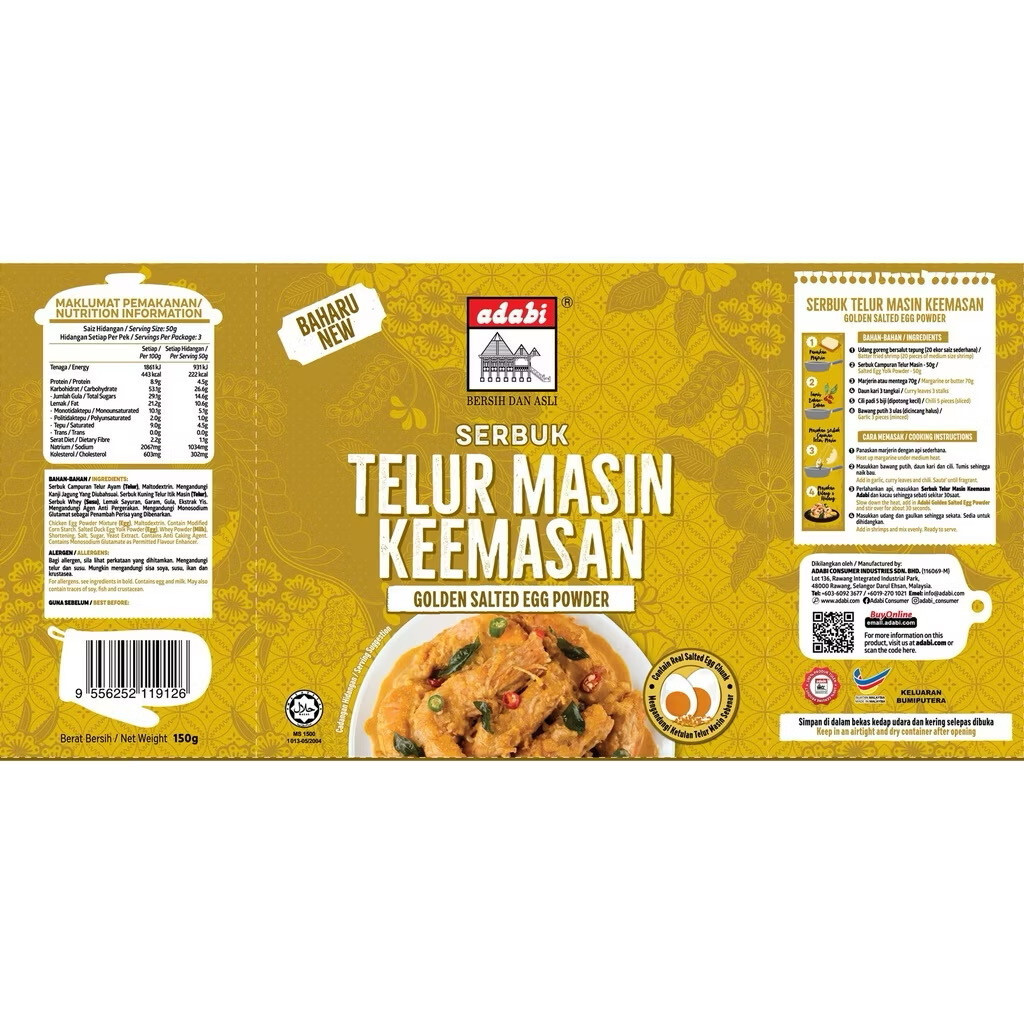 New 3 Pack Adabi Golden Salted Egg Powder (250G) Made From Real Eggs Original