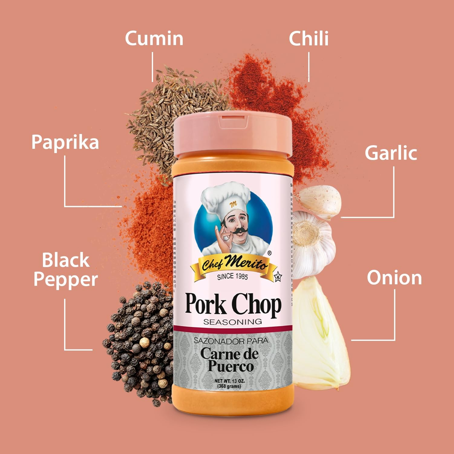Chef Merito® | Pork Chop Seasoning | 14 Ounces | Large 14 Ounce (Pack of 1)
